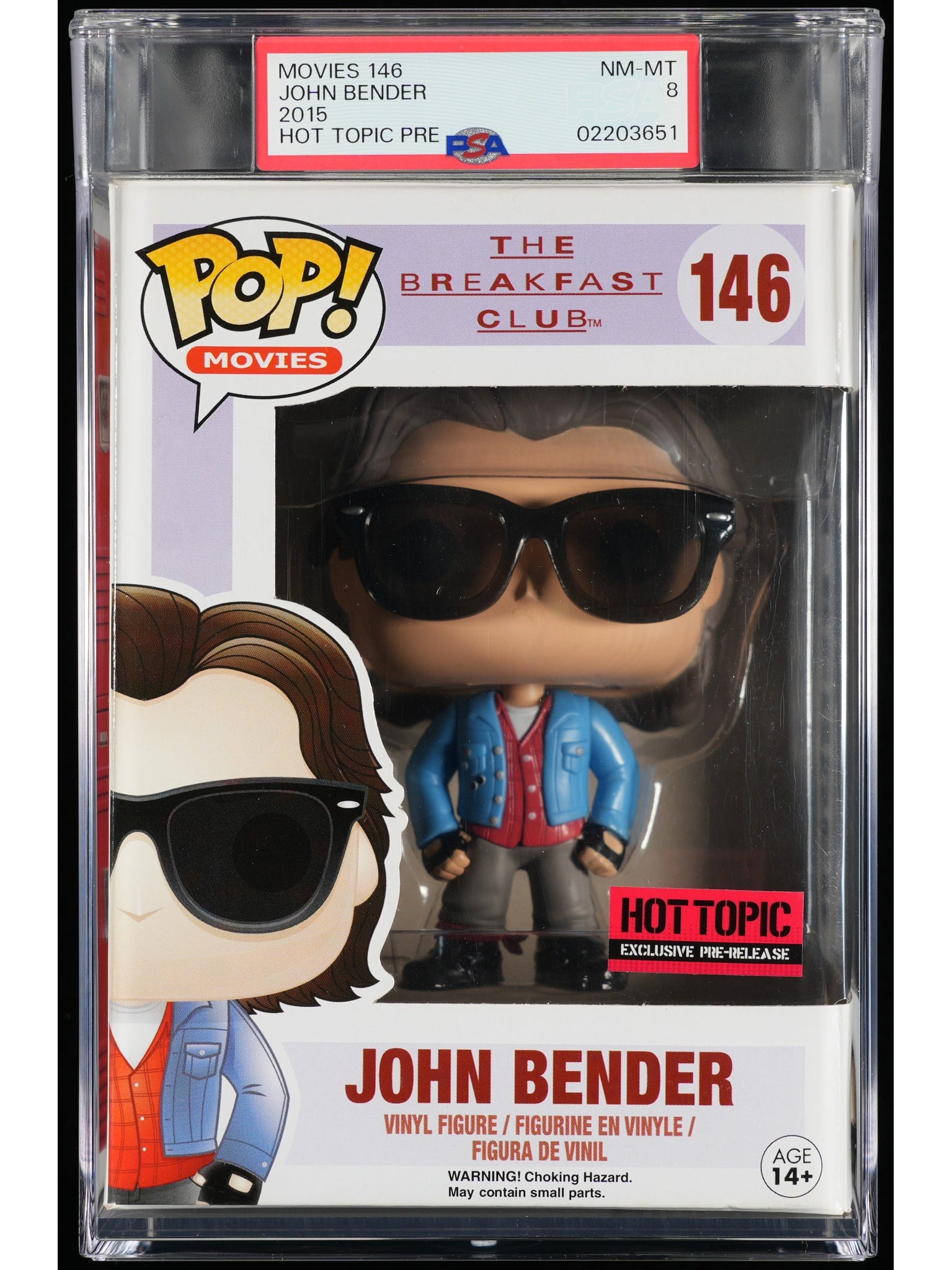 Funko Pop! The Breakfast Club: John Bender PSA Graded Vinyl Figure #146 Cert #02203651