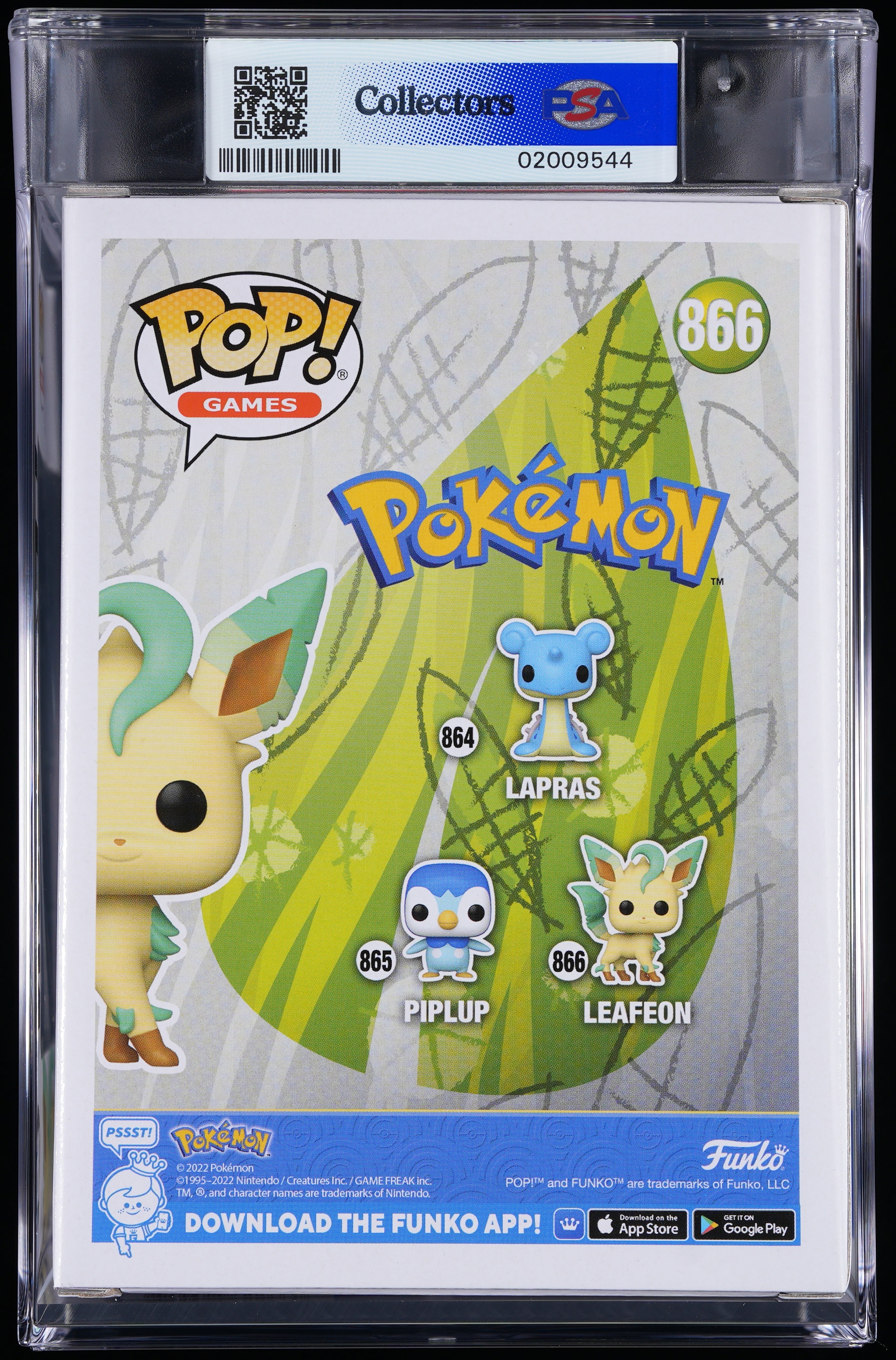 Funko Pop! PSA Graded Pokemon: Leafeon PSA Graded 8.5 NM-MT+ Vinyl Figure #866 Cert #02009544