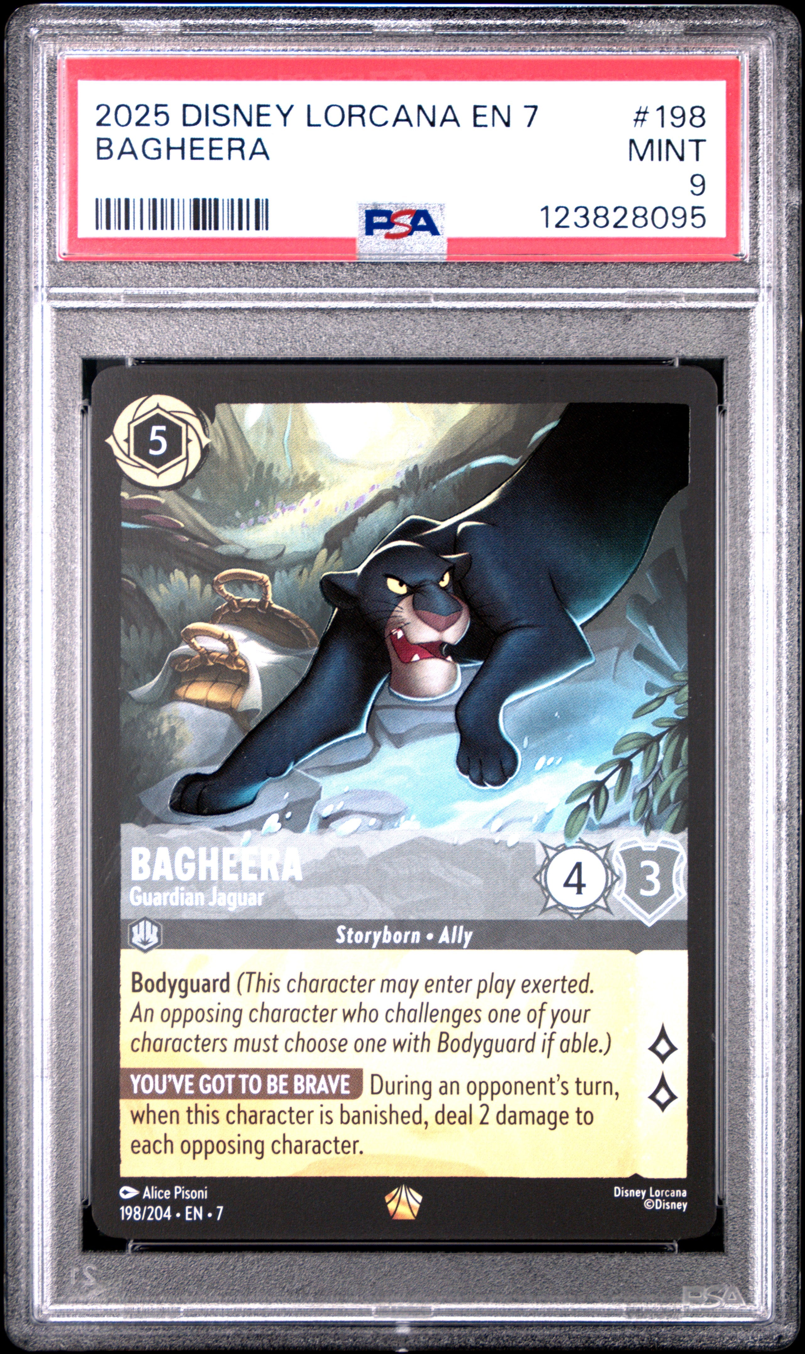 Disney Lorcana En 7 Archazia's Island 198 Bagheera Guardian Jaguar PSA 9 MINT Cert #123828095