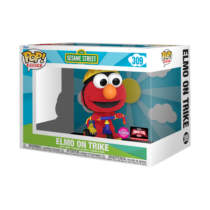 Funko Pop! Rides Sesame Street: Elmo on Trike Flocked 2024 Target Con Exclusive Vinyl Figure #309