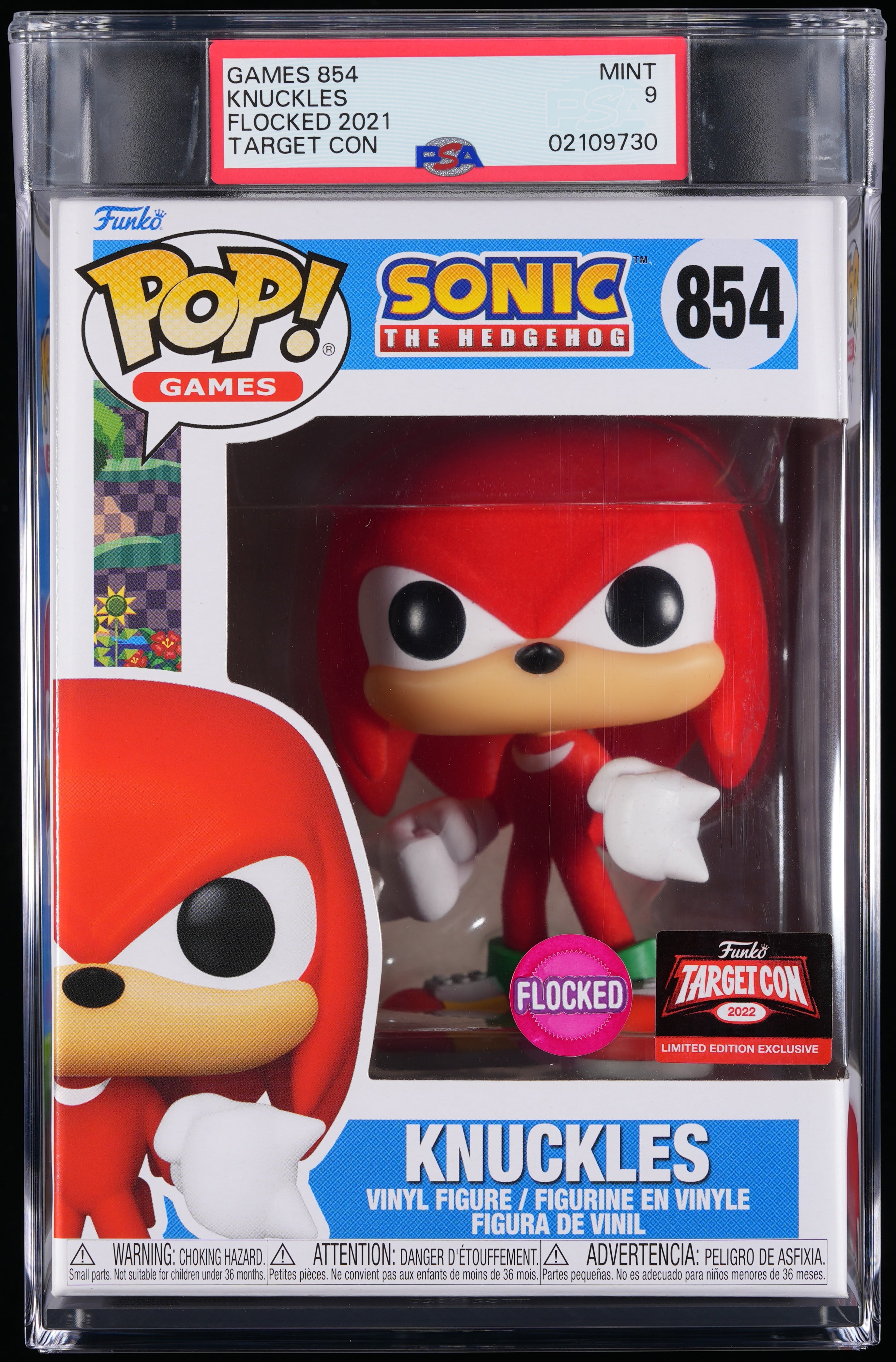 Funko Pop! PSA Graded Sonic the Hedgehog: Knuckles PSA Graded 9 MINT Vinyl Figure #854 Cert #02109730