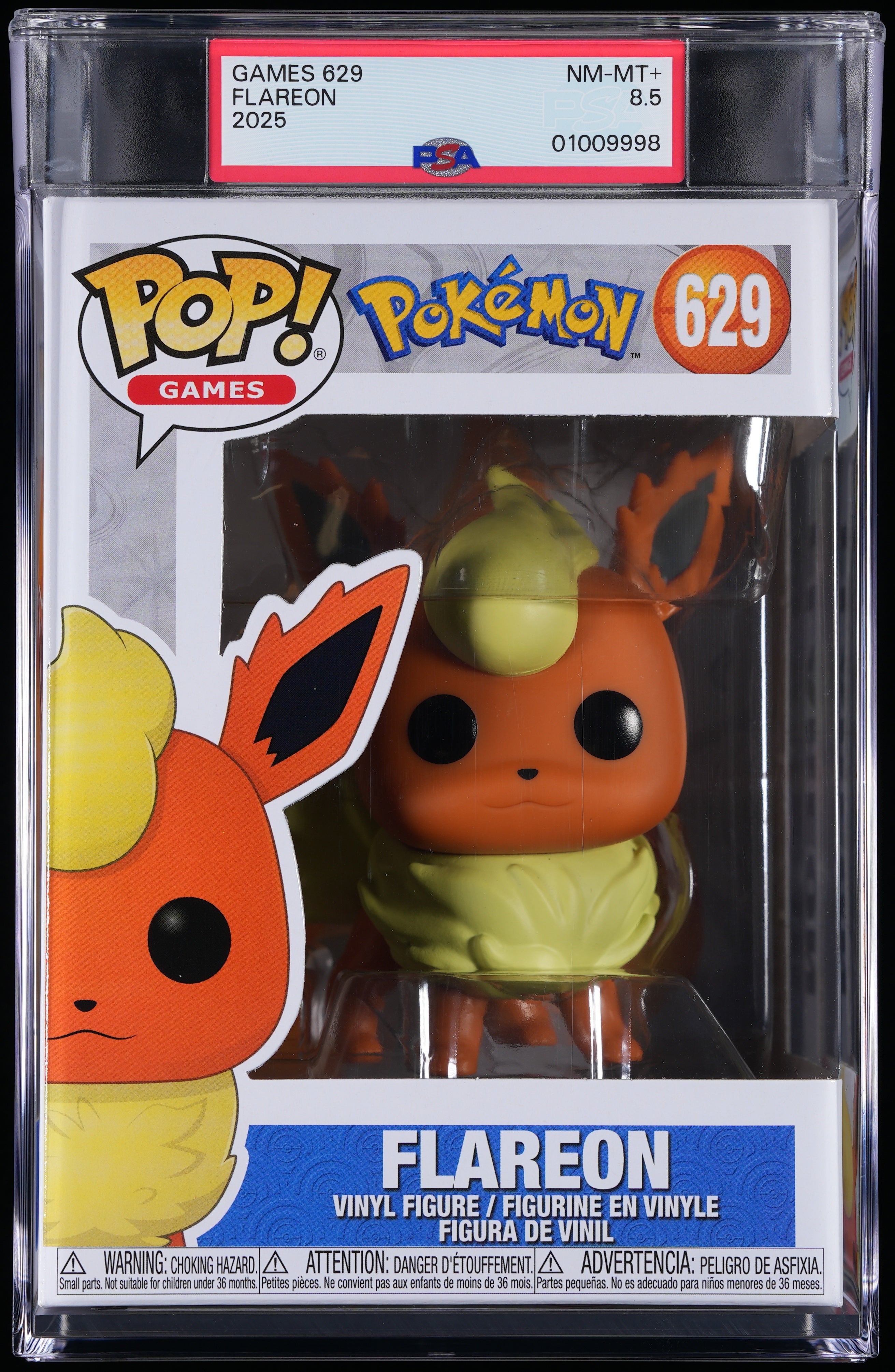 Funko Pop! PSA Graded Pokemon: Flareon PSA Graded 8.5 NM-MT+ Vinyl Figure #629 Cert #01009998