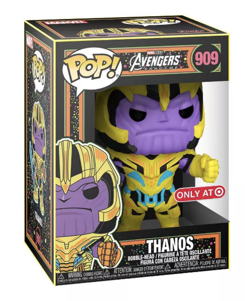 Funko Pop! Marvel Avengers: Black Light Thanos in Yellow Suit (Target) Vinyl Figure #909