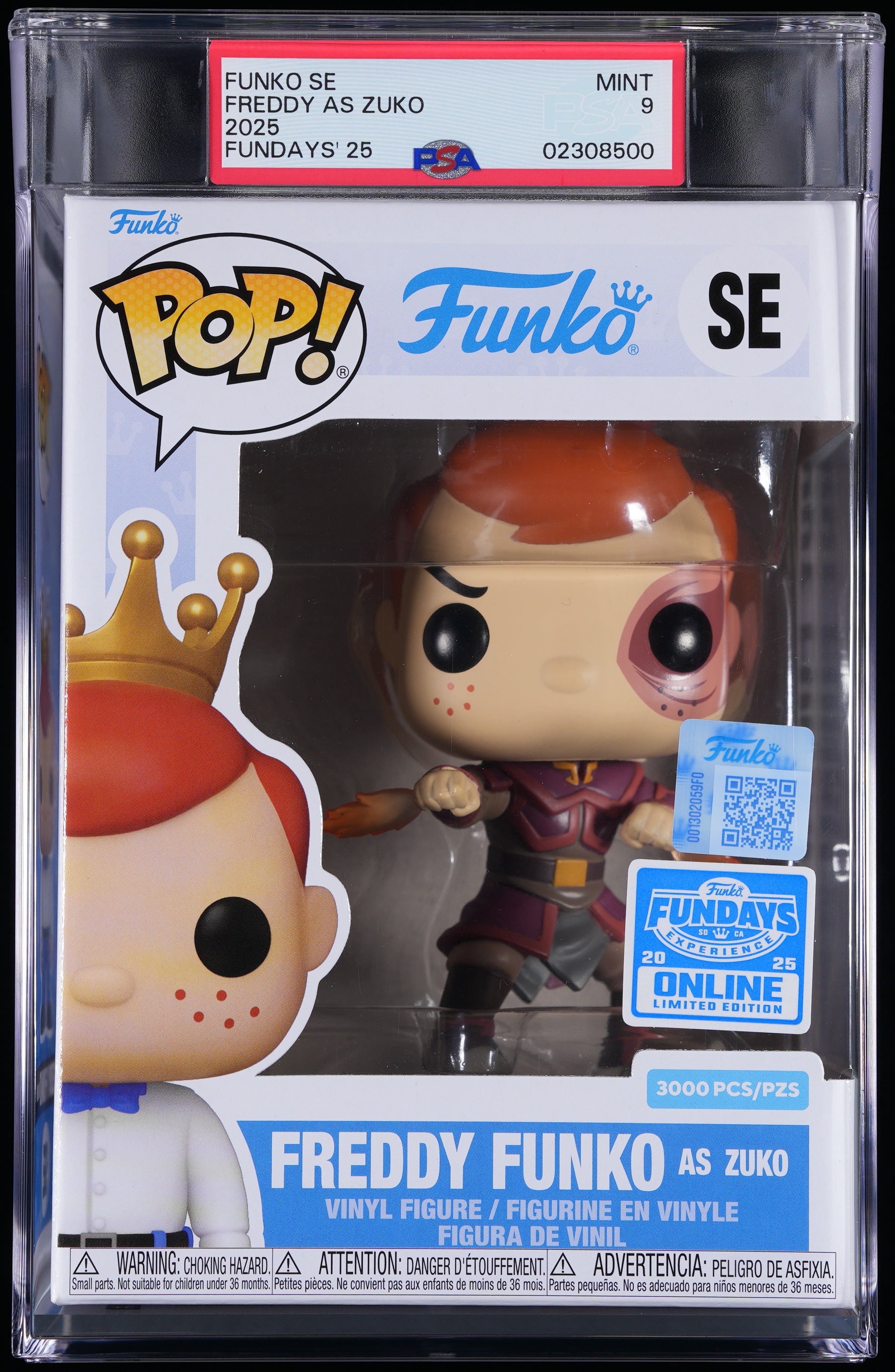 Funko Pop! PSA Graded Avatar: Freddy as Zuko (2025 Fundays) PSA Graded 9 MINT Vinyl Figure #SE Cert #02308500