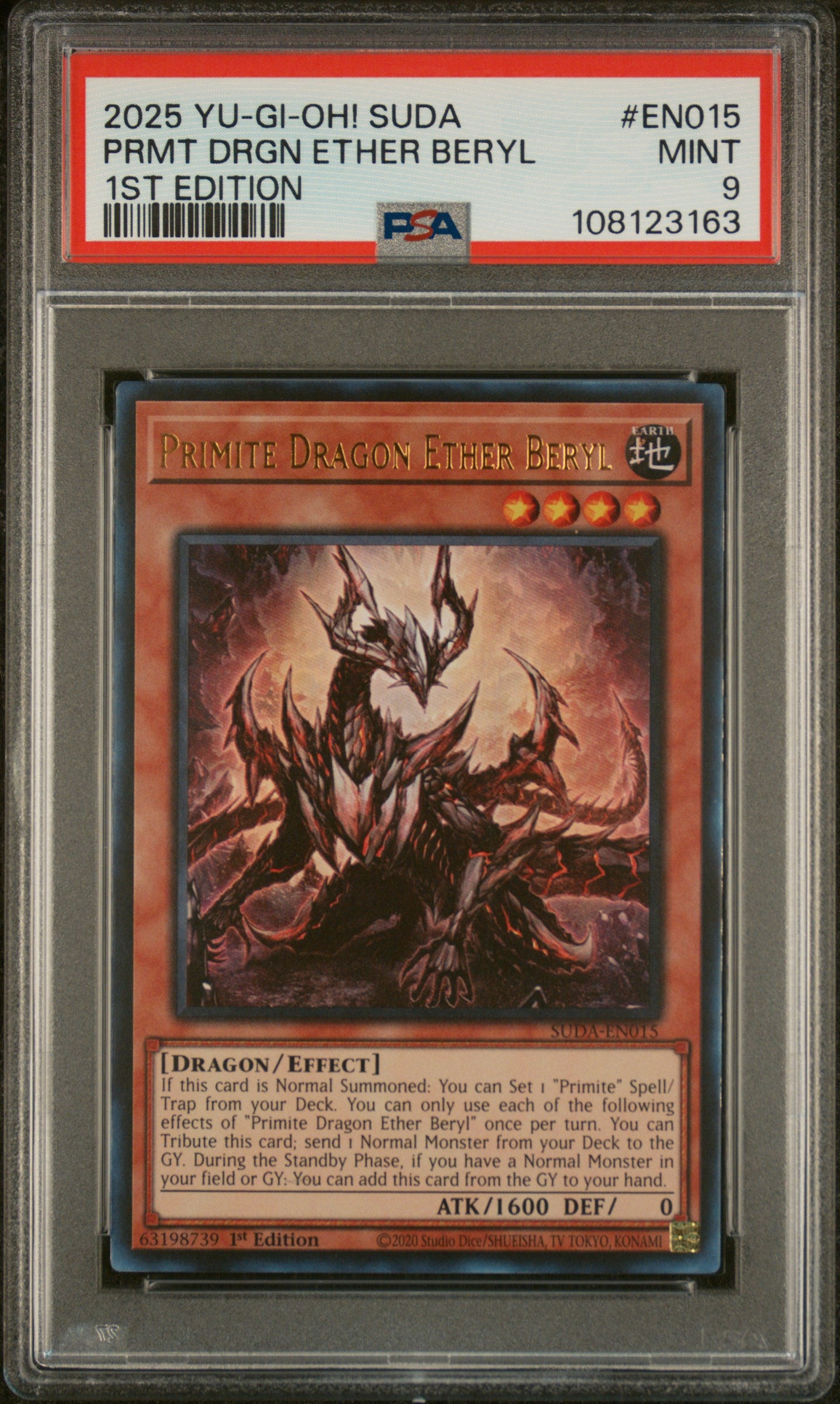 Yu-Gi-Oh! Suda-Supreme Darkness En015 Primite Dragon Ether Beryl 1St Edition Card Psa 9 Mint Cert #108123163
