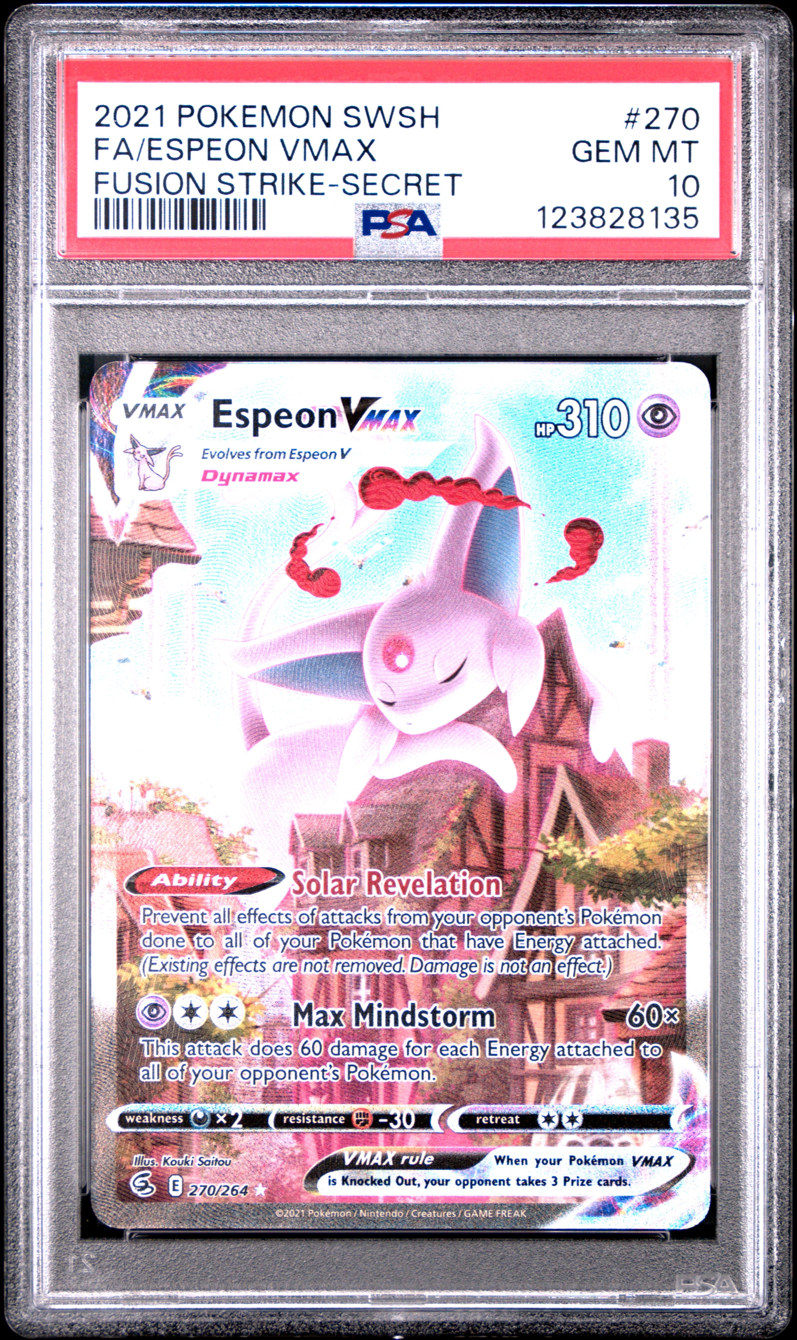 Pokemon Sword & Shield Fusion Strike 270 Full Art/Espeon Vmax Secret PSA 10 GEM MINT Cert #123828135 Boxed Vinyl - Premium Collectibles Store Pokemon Sword & Shield Fusion Strike 270 Full Art/Espeon Vmax Secret PSA 10 GEM MINT Cert #123828135 Boxed Vinyl - Premium Collectibles Store