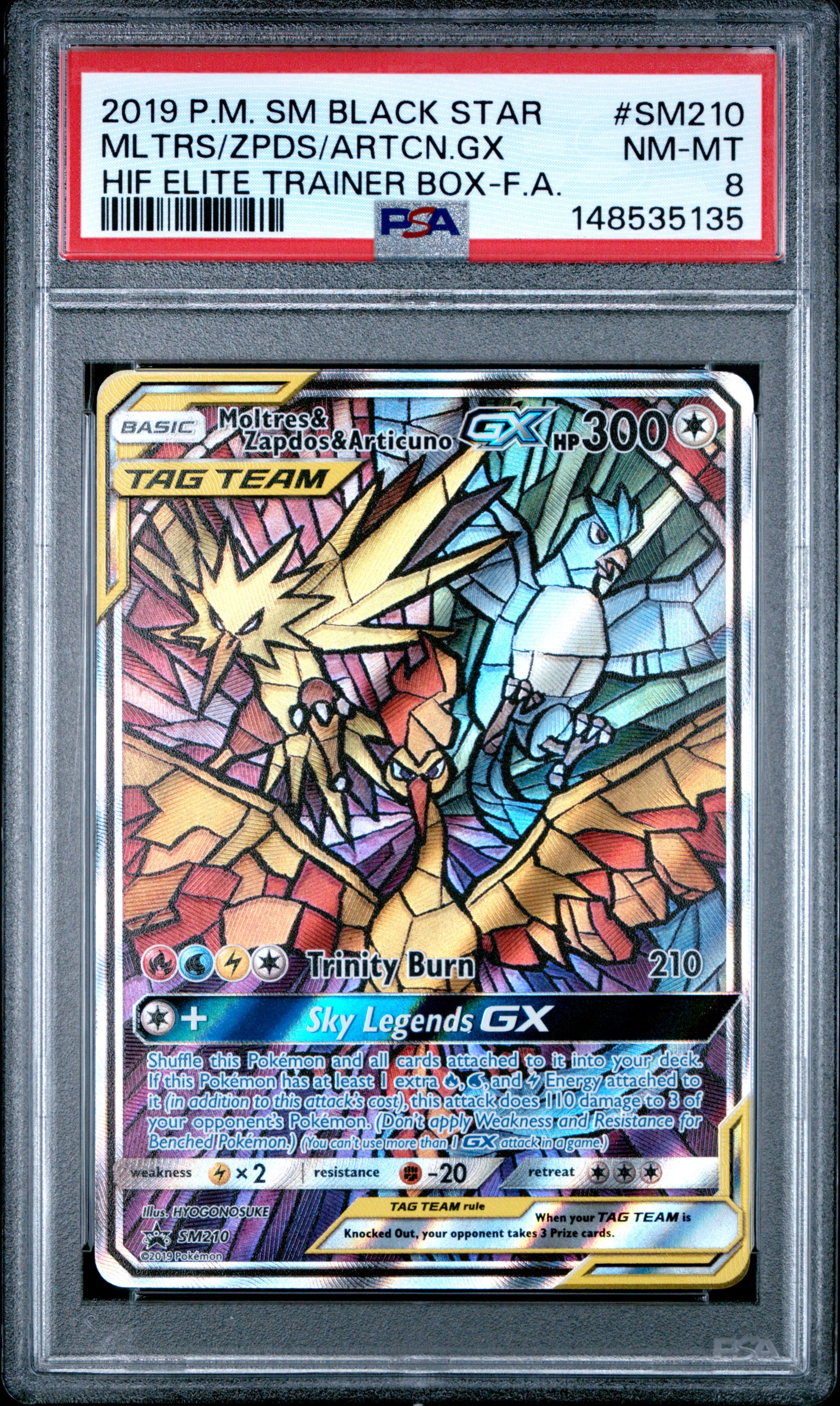 Pokemon Sm Black Star Promo Sm210 Full Art/Moltres & Zapdos & Articuno Gx Hidden Fates Elite Trainer Box PSA 8 NM-MT Cert #148535135