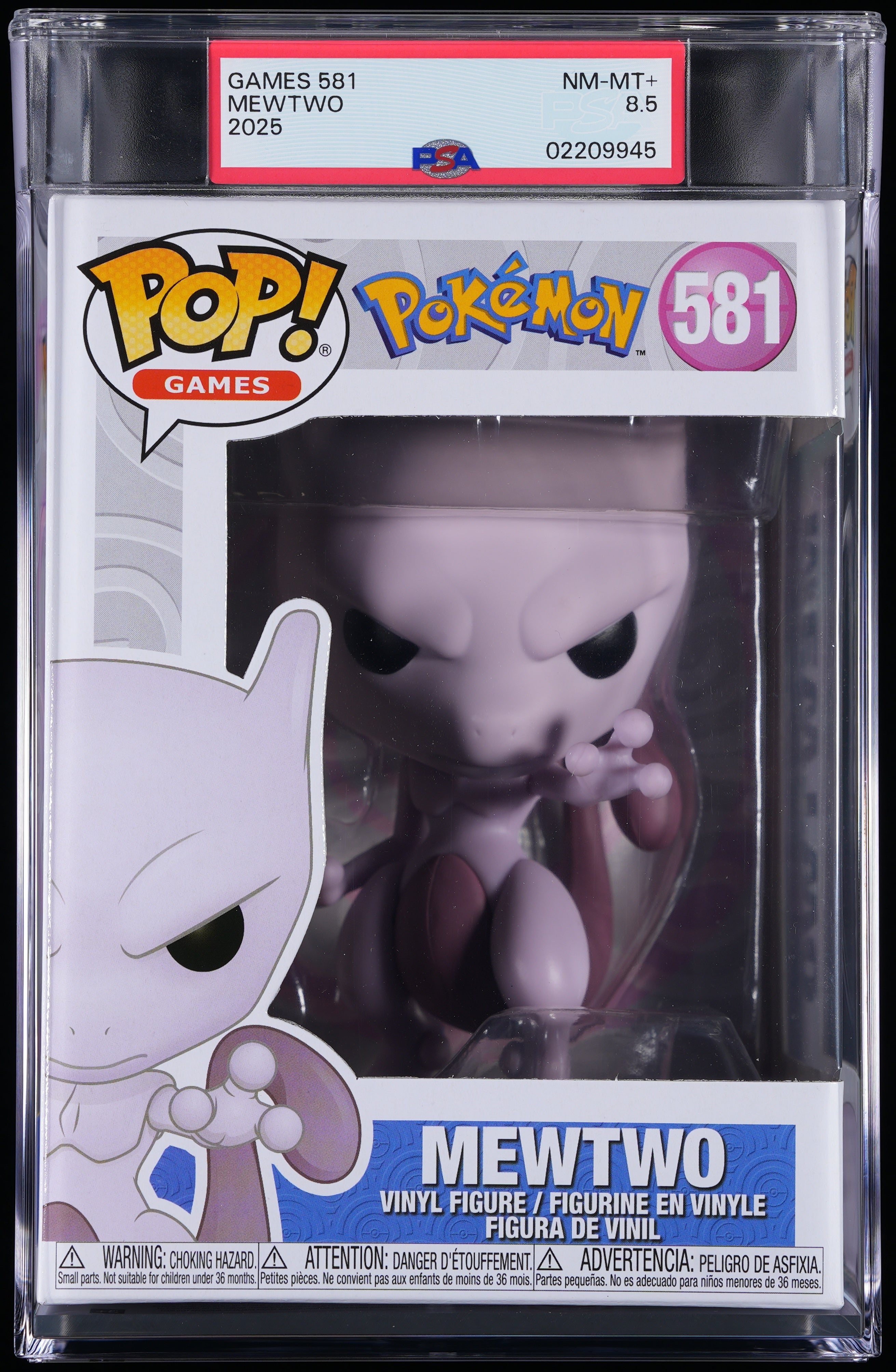 Funko Pop! PSA Graded Pokemon: Mewtwo PSA Graded 8.5 NM-MT+ Vinyl Figure #581 Cert #02209945