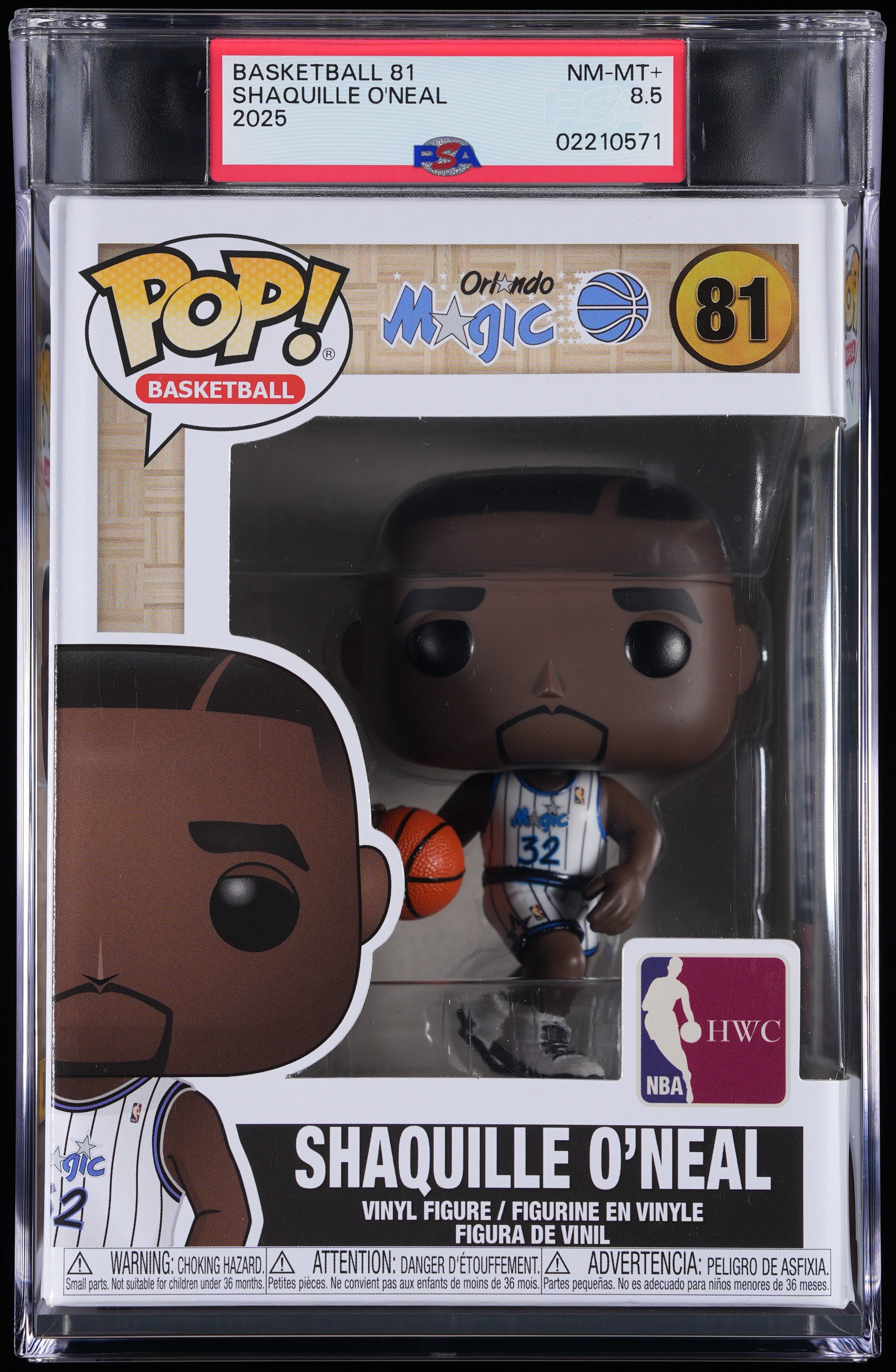 Funko Pop! PSA Graded NBA Orlando Magic: Shaquille O'Neal PSA Graded 8.5 NM-MT+ Vinyl Figure #81 Cert #02210571