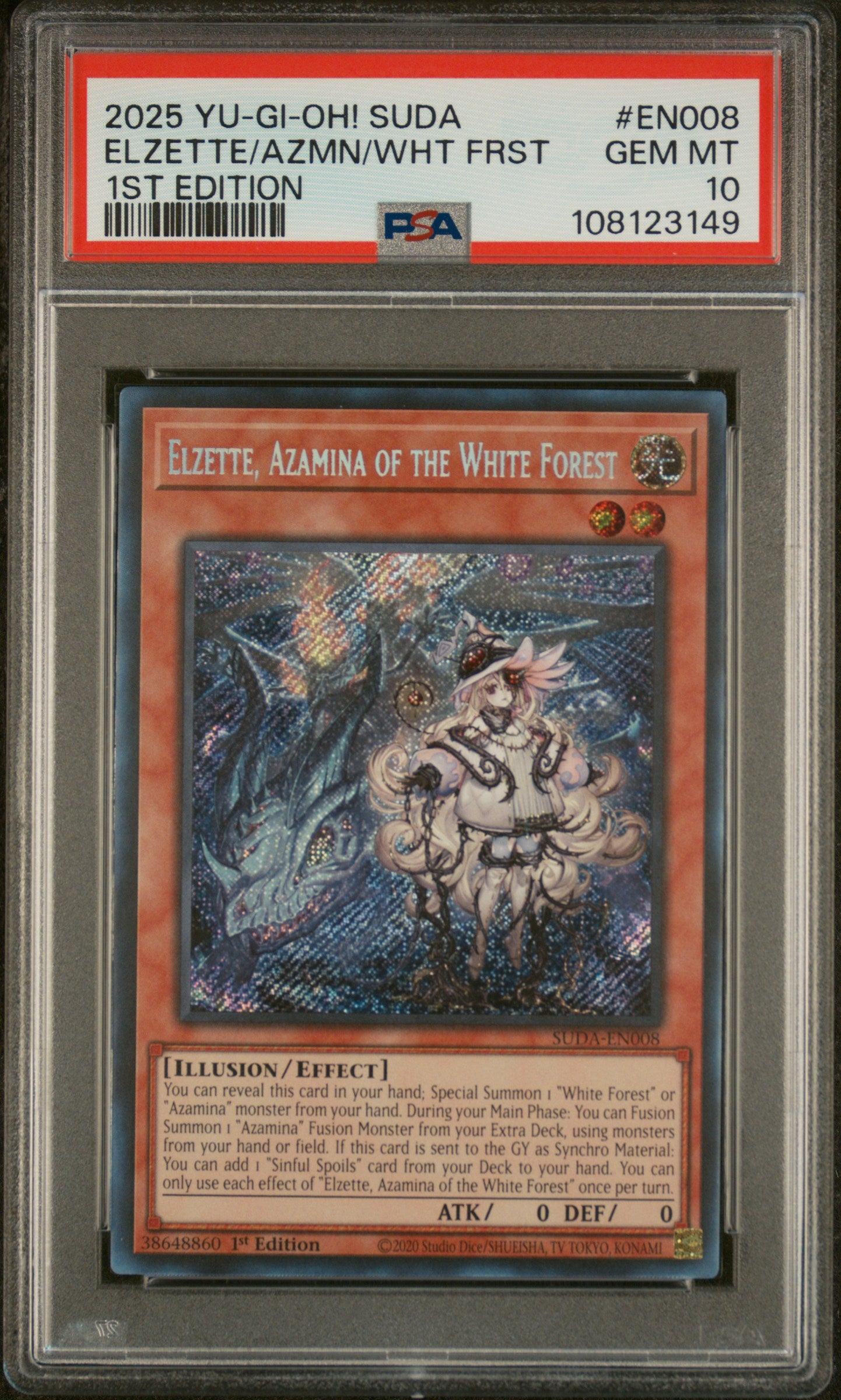 yu-gi-oh first edition cards Yu-Gi-Oh! Suda-Supreme Darkness En008 Elzette, Azamina Of The White Forest 1St Edition Card Psa 10 Gem Mint Cert #108123149 – Boxed Vinyl
