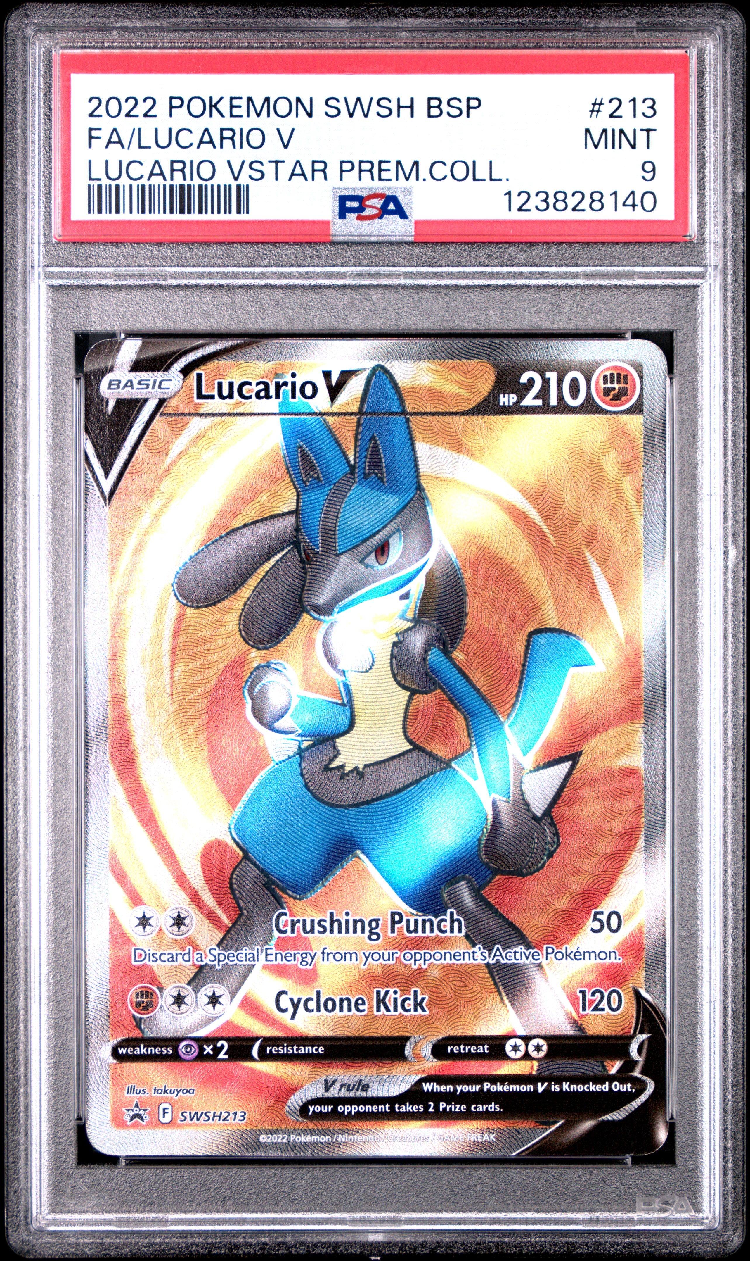 Pokemon Swsh Black Star Promo 213 Full Art/Lucario V Lucario Vstar Premium Collection PSA 9 MINT Cert #123828140