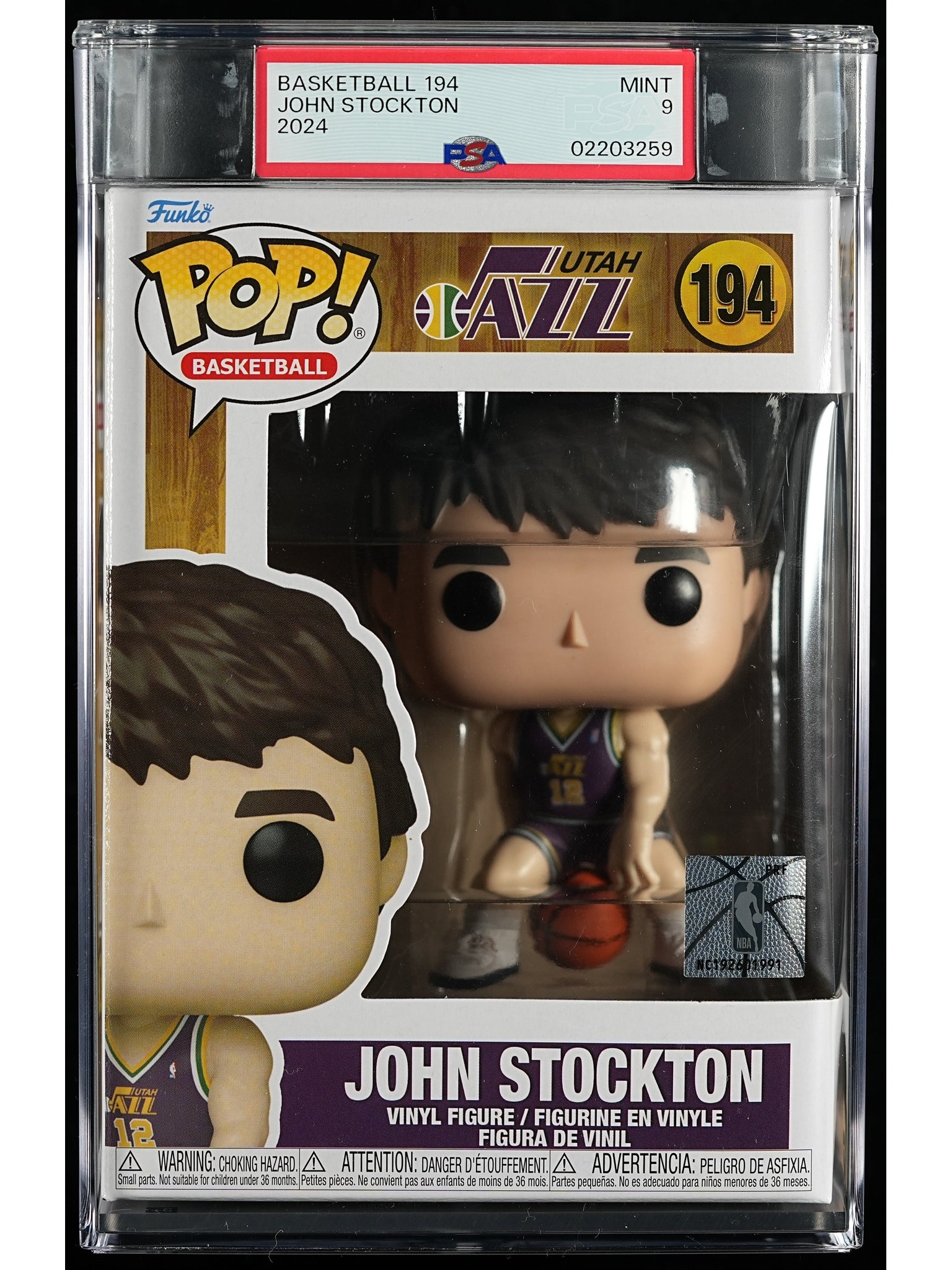 Funko Pop! NBA Utah Jazz: John Stockton PSA Graded Vinyl Figure #194 Cert #02203259