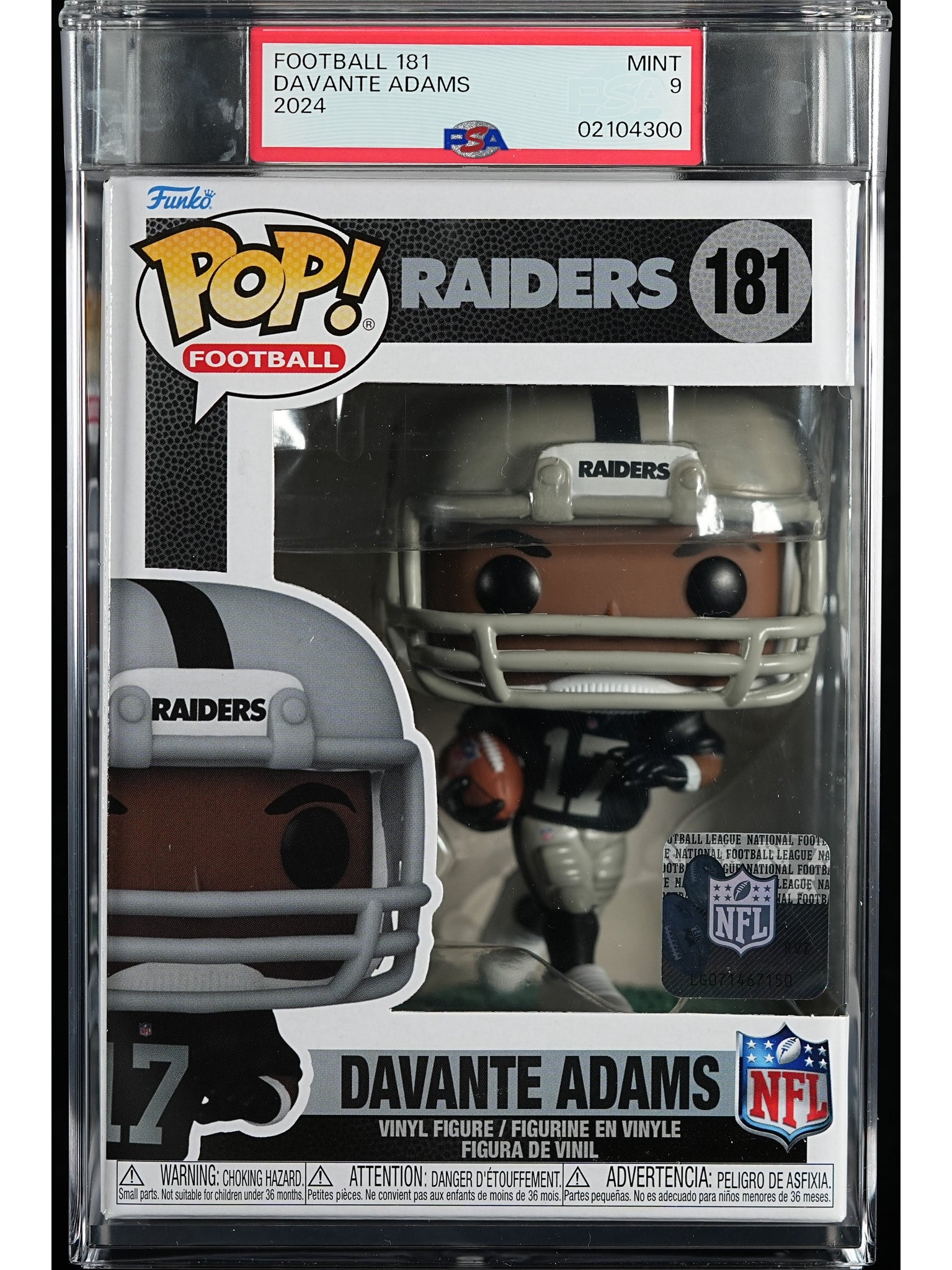 Funko Pop! NFL Las Vegas Raiders: Davante Adams PSA Graded Vinyl Figure #181 Cert #02104300
