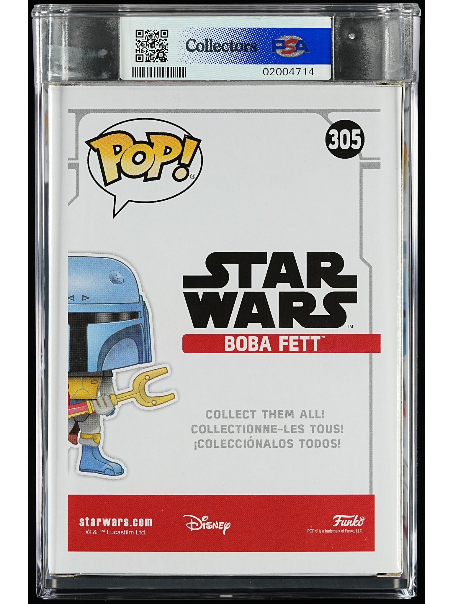 Funko Pop! Star Wars: Boba Fett PSA Graded Vinyl Figure #305 Cert #02004714