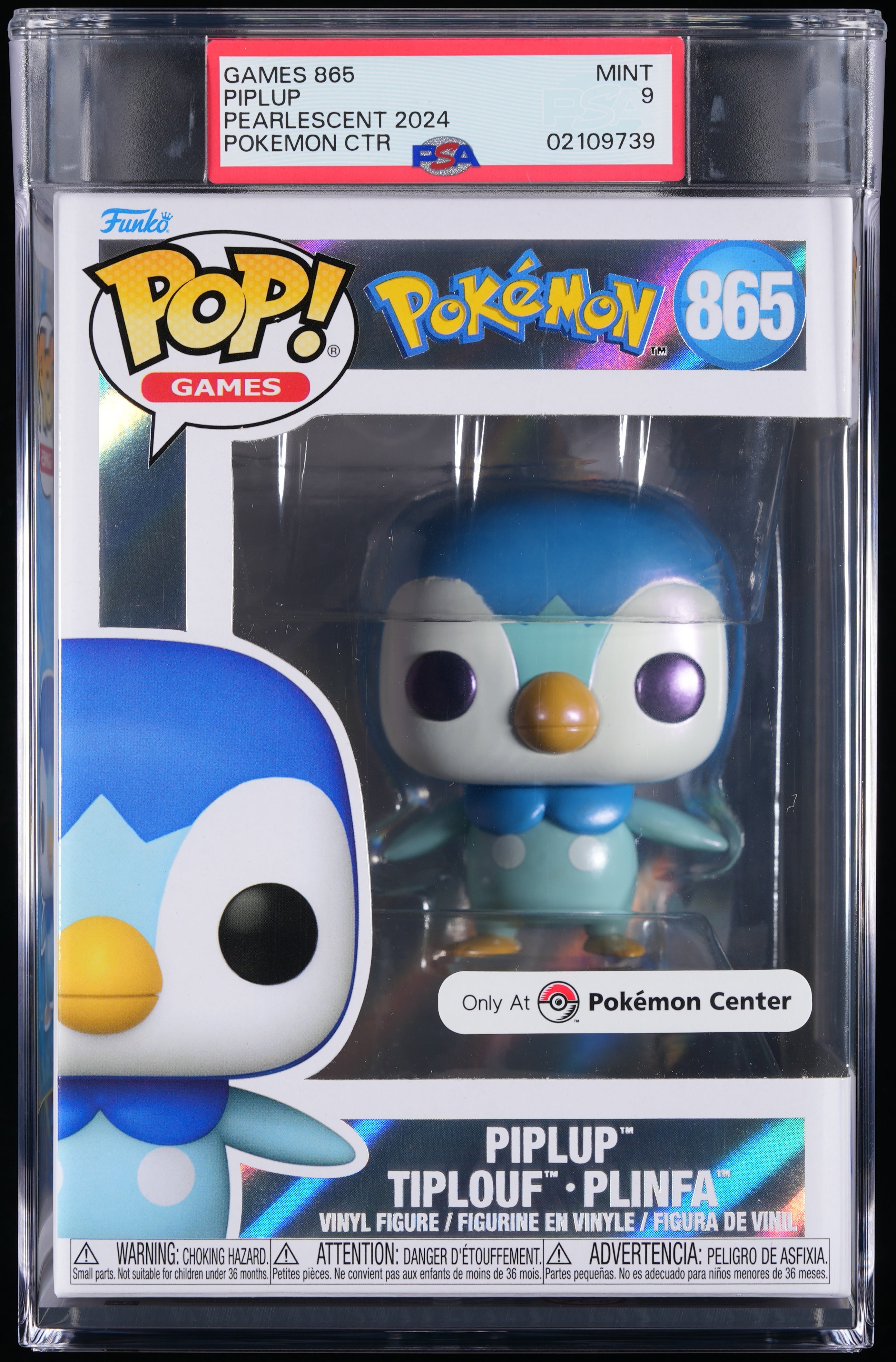 Funko Pop! PSA Graded Pokemon: Piplup PSA Graded 9 MINT Vinyl Figure #865 Cert #02109739