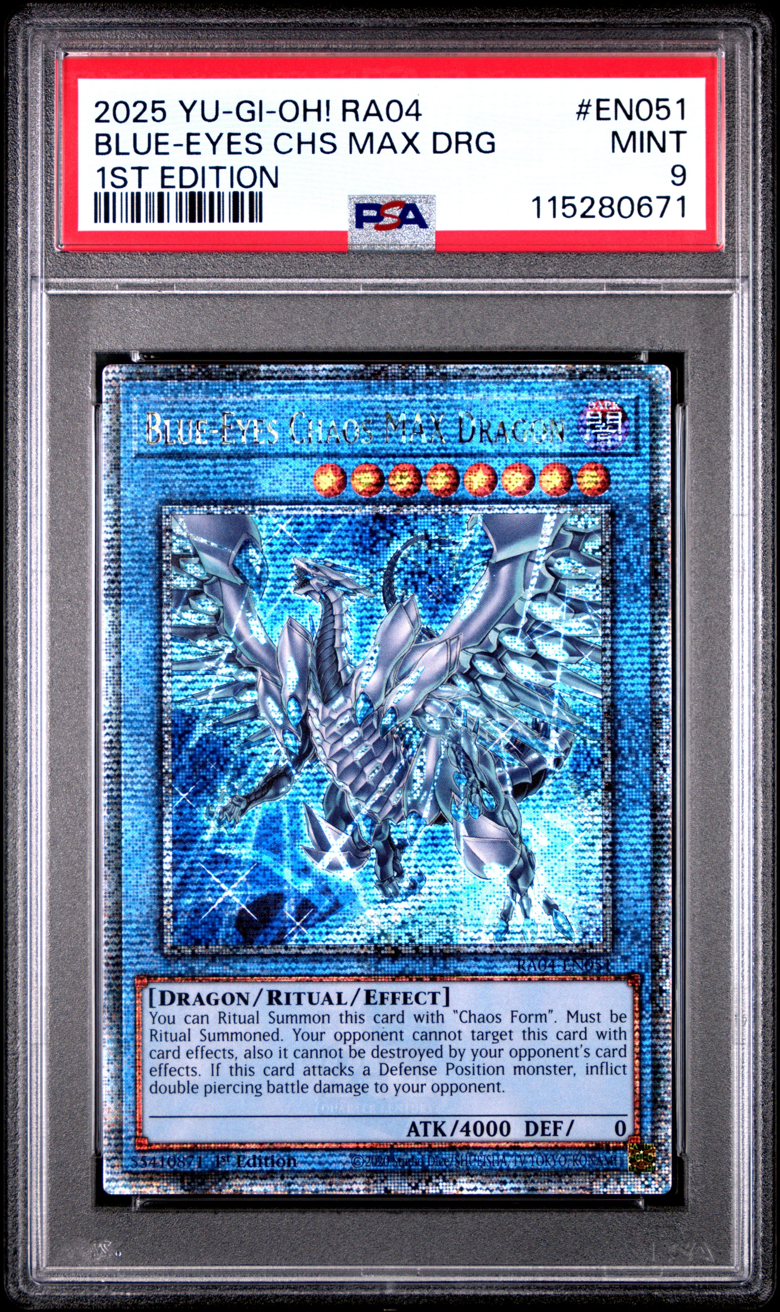 Yu Gi Oh! Ra04 Quarter Century Stampede En051 Blue Eyes Chaos Max Dragon 1St Edition PSA 9 MINT Cert #115280671