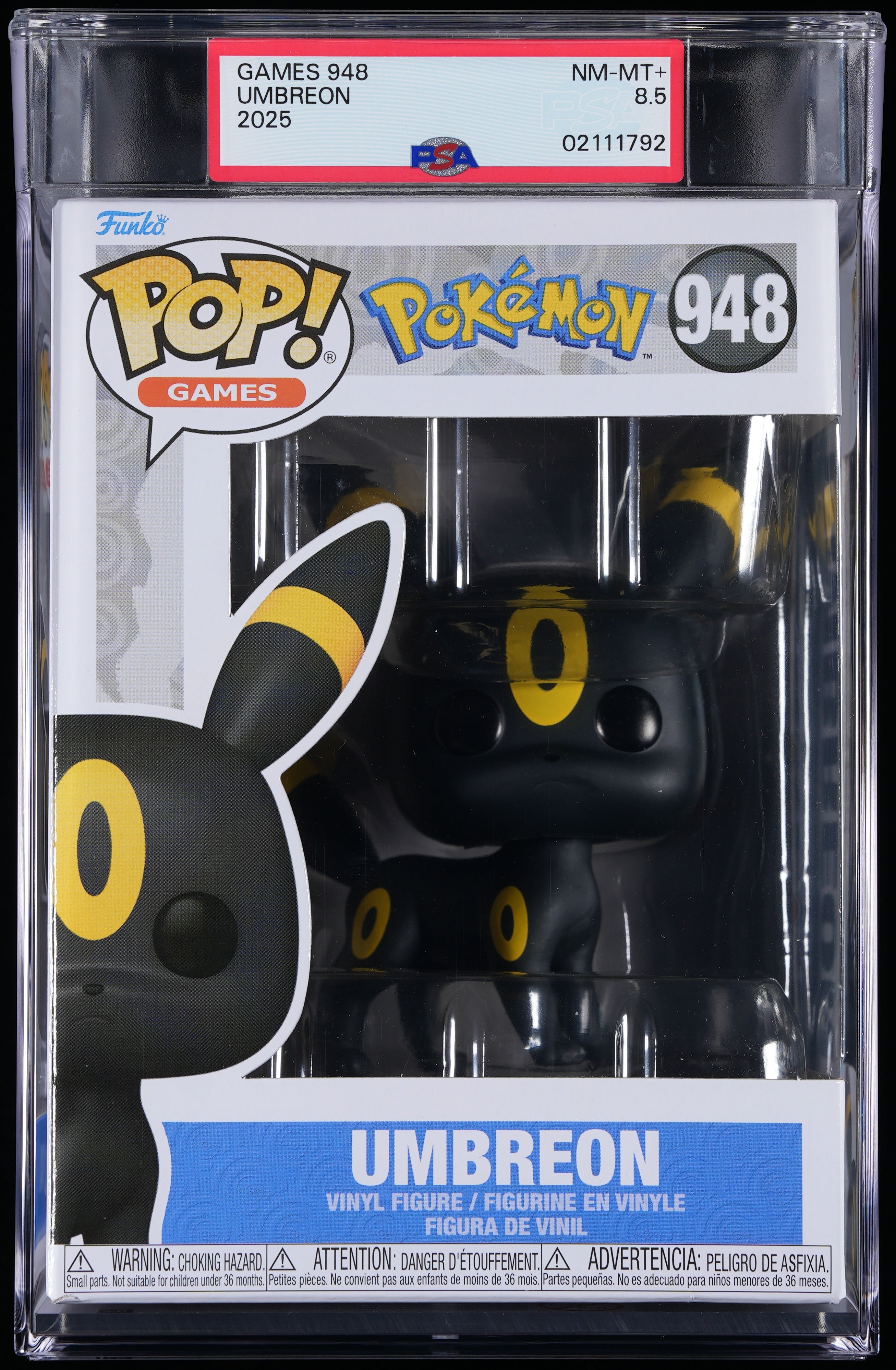 Funko Pop! PSA Graded Pokemon: Umbreon PSA Graded 8.5 NM-MT+ Vinyl Figure #948 Cert #02111792