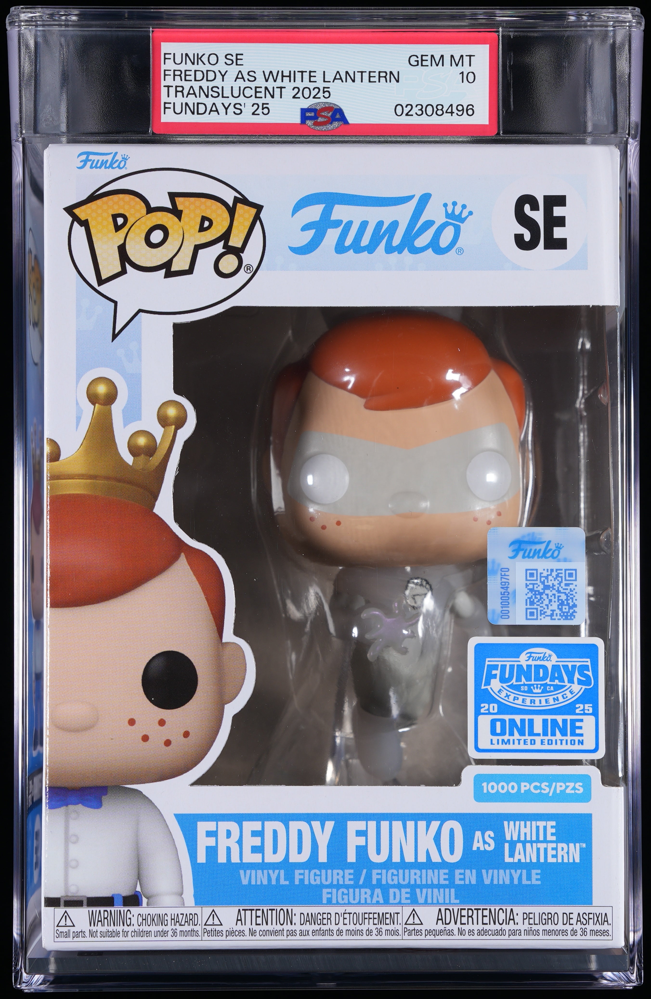 Funko Pop! PSA Graded DC Comics: Freddy as White Lantern Translucent (2025 Fundays) PSA Graded 10 GEM MINT Vinyl Figure #SE Cert #02308496