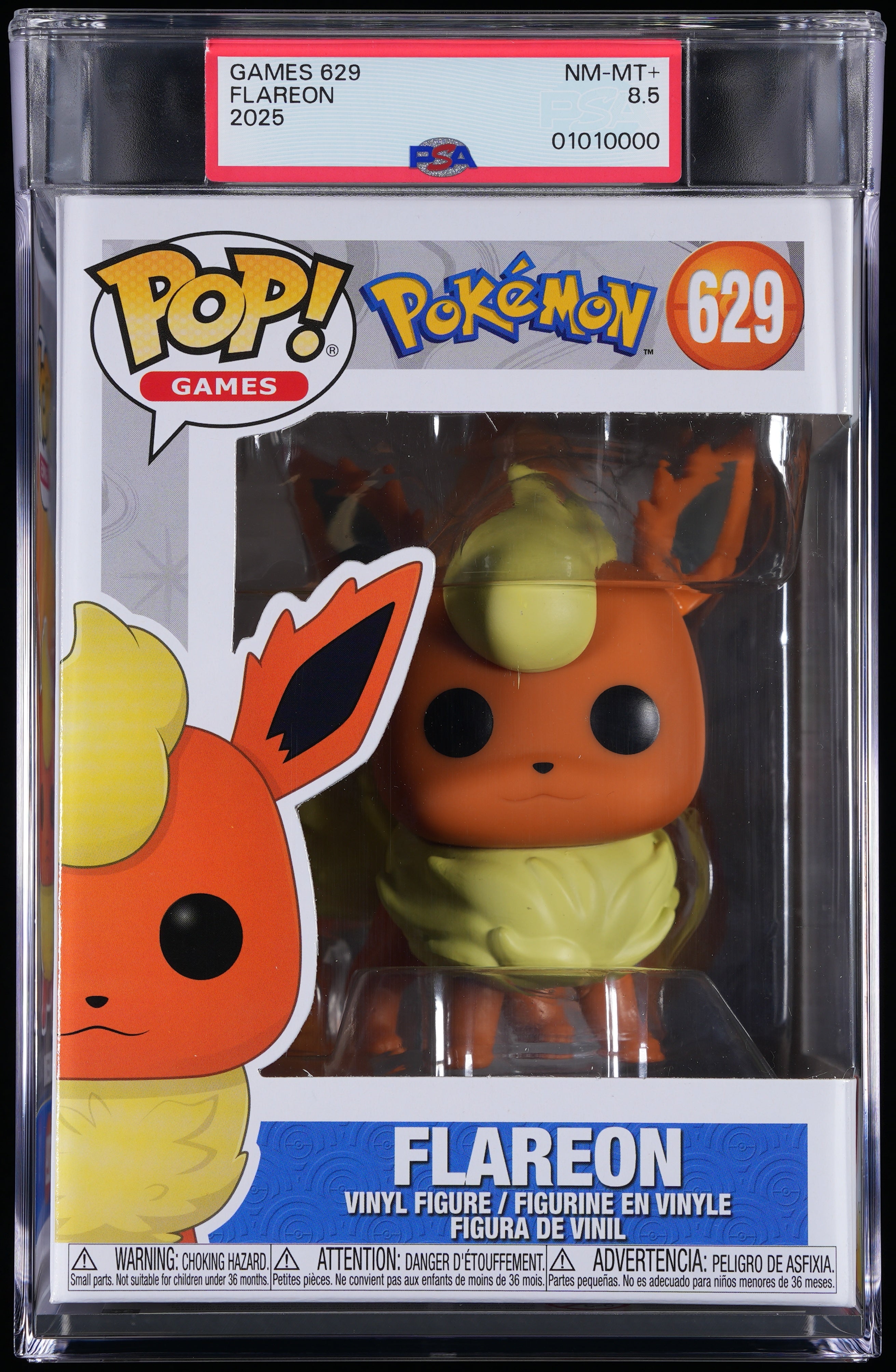 Funko Pop! PSA Graded Pokemon: Flareon PSA Graded 8.5 NM-MT+ Vinyl Figure #629 Cert #01010000