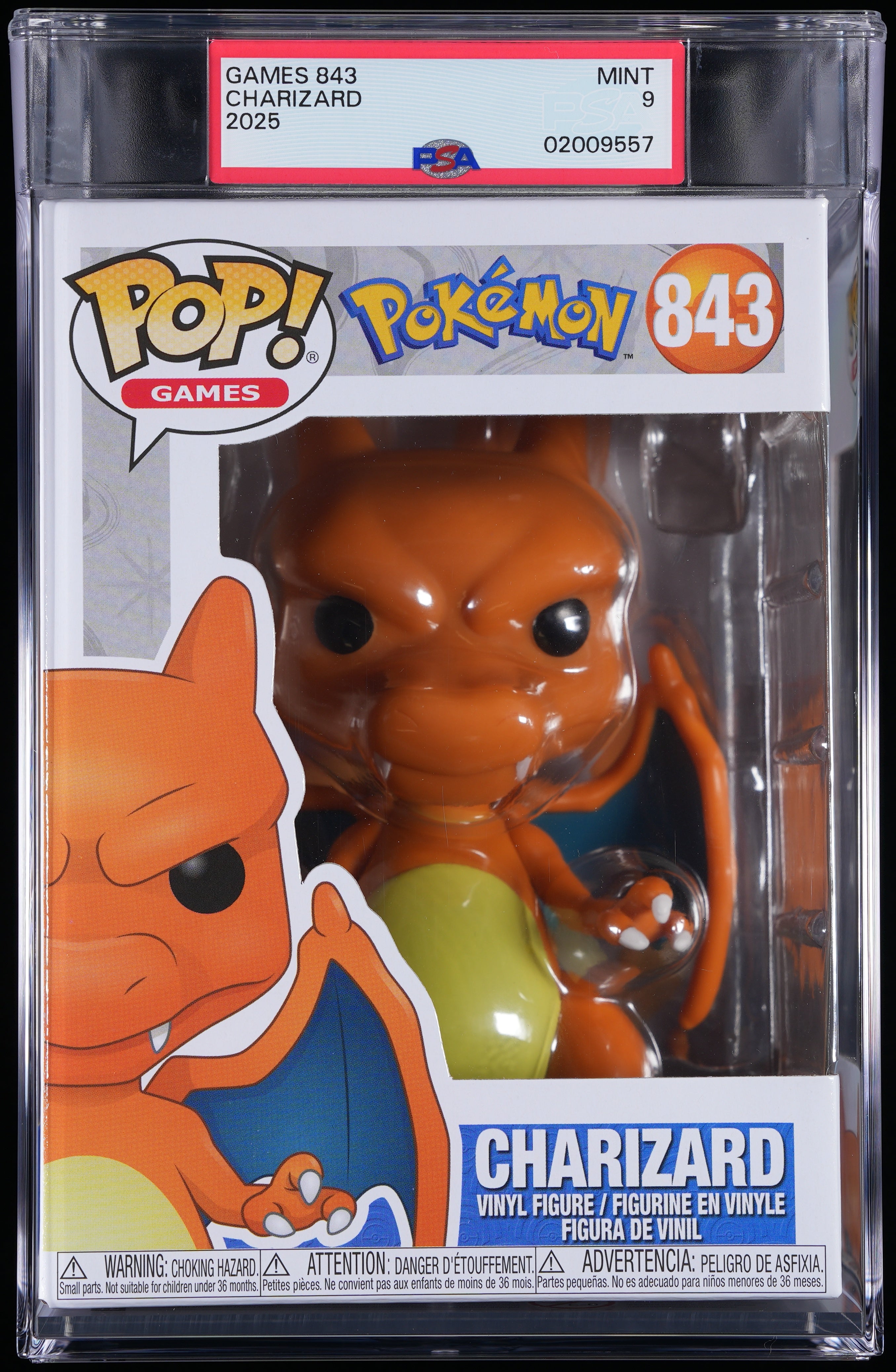 Funko Pop! PSA Graded Pokemon: Charizard PSA Graded 9 MINT Vinyl Figure #843 Cert #02009557