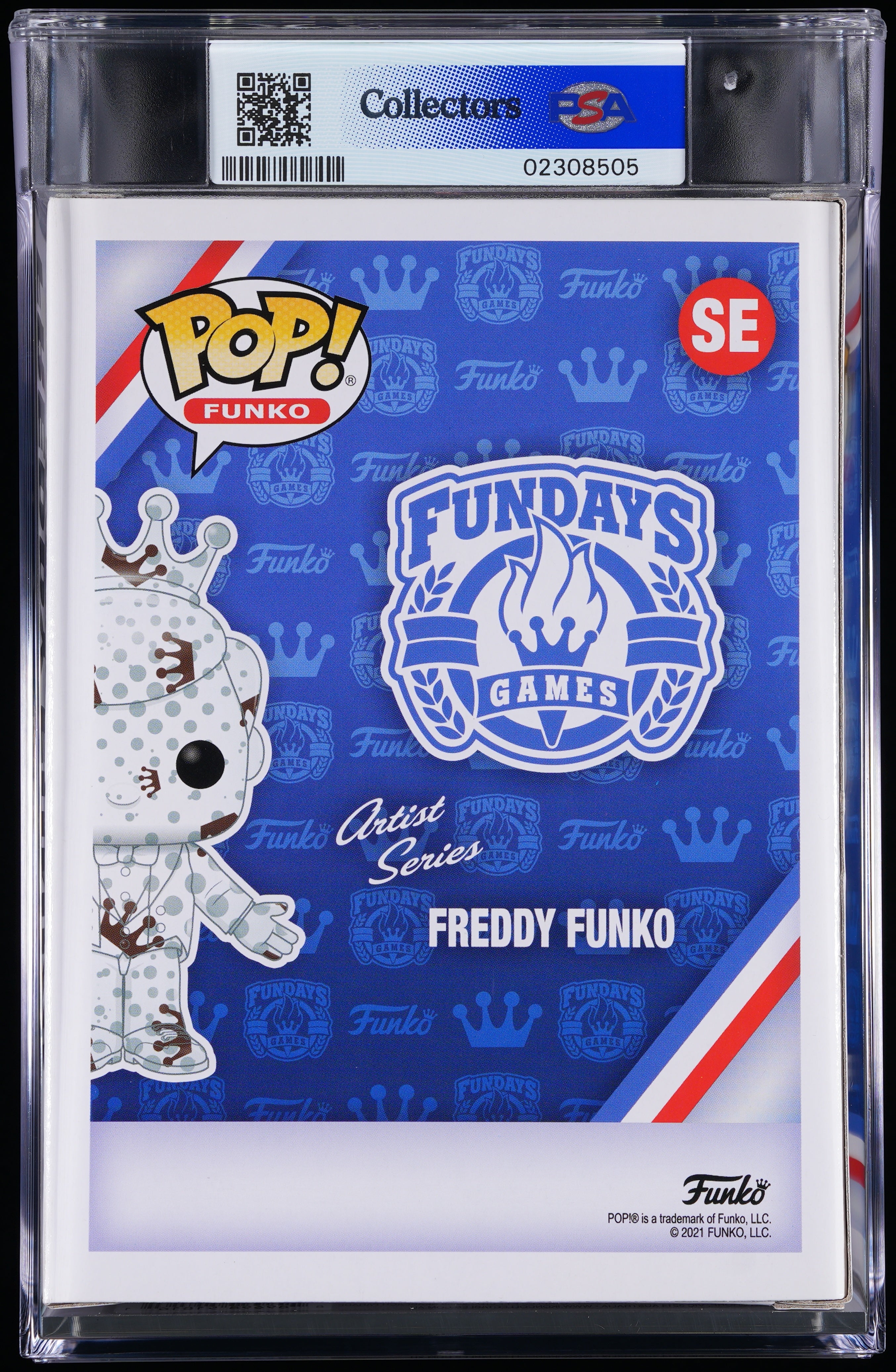 Funko Pop! PSA Graded Freddy Funko: Freddy Funko Art Series White/Brown (2021 Fundays) PSA Graded 8.5 NM-MT+ Vinyl Figure #SE Cert #02308505