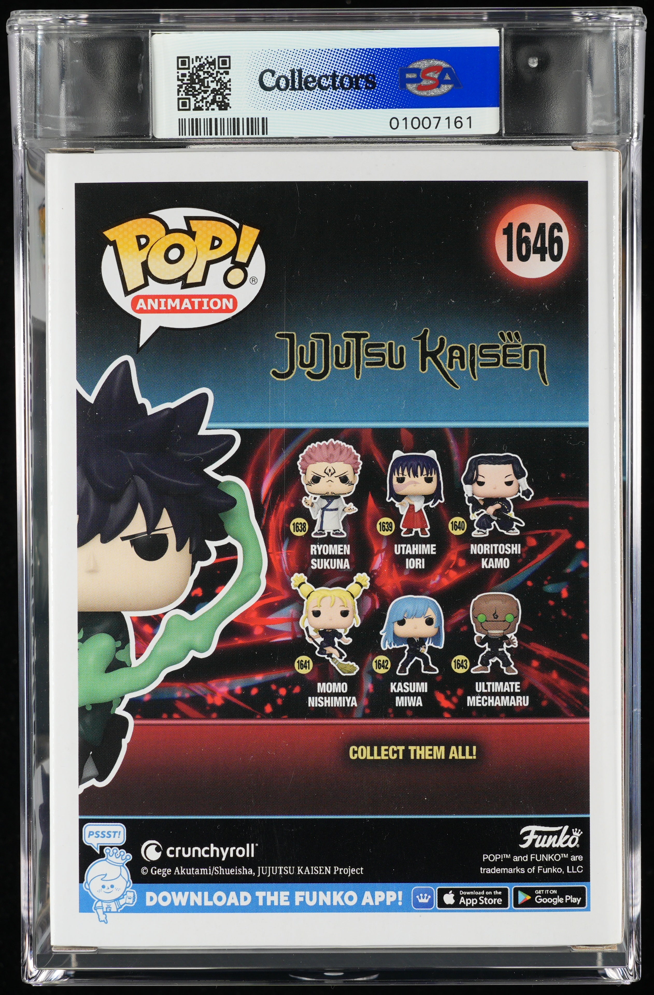 Funko Pop! Jujutsu Kaisen: Megumi Fushiguro GITD (Limited Edition) PSA Graded Vinyl Figure #1646 Cert #01007161