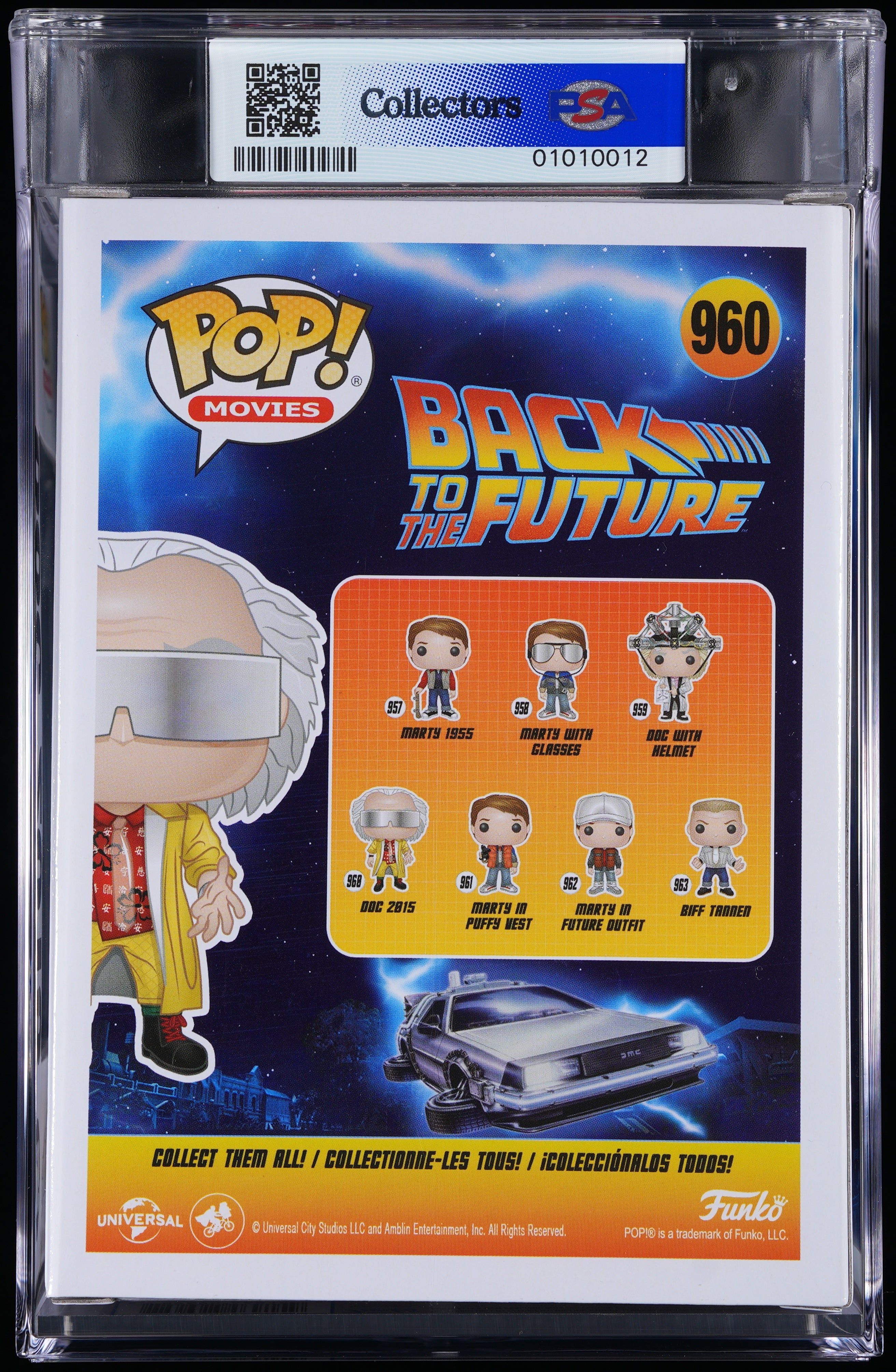 Funko Pop! PSA Graded Back to the Future: Doc 2015 PSA Graded 8.5 NM-MT+ Vinyl Figure #960 Cert #01010012