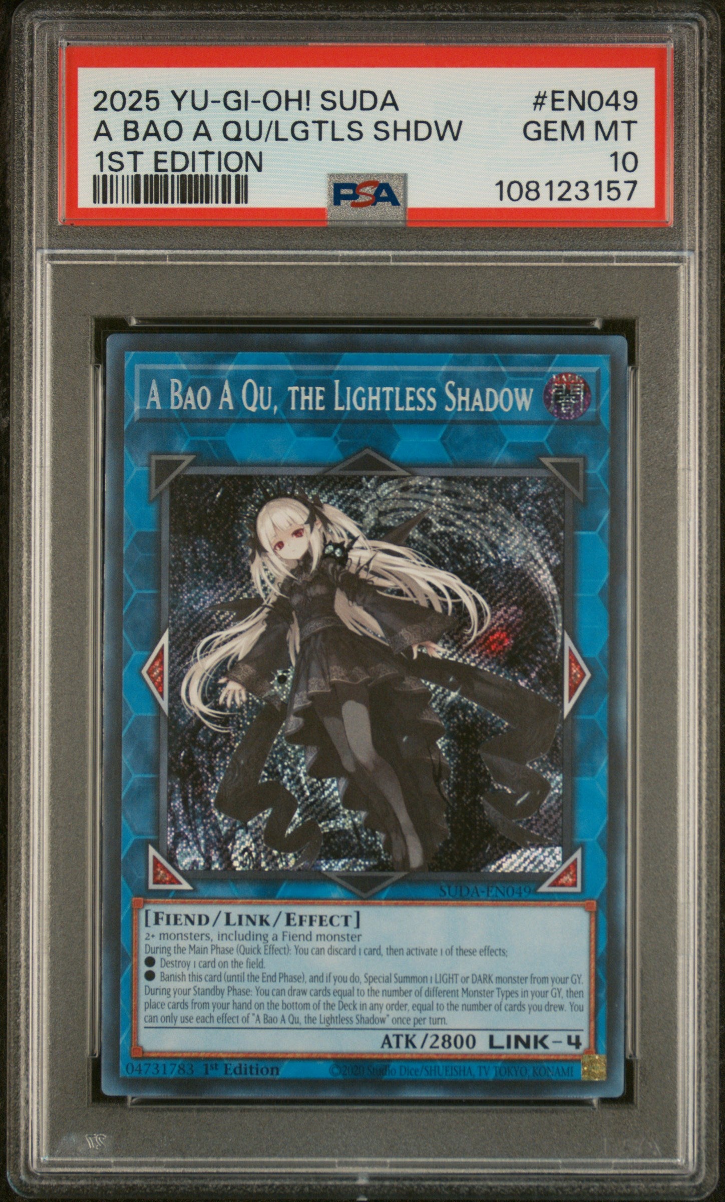Yu-Gi-Oh! Suda-Supreme Darkness En049 A Bao A Qu, The Lightless Shadow 1St Edition Card Psa 10 Gem Mint Cert #108123157