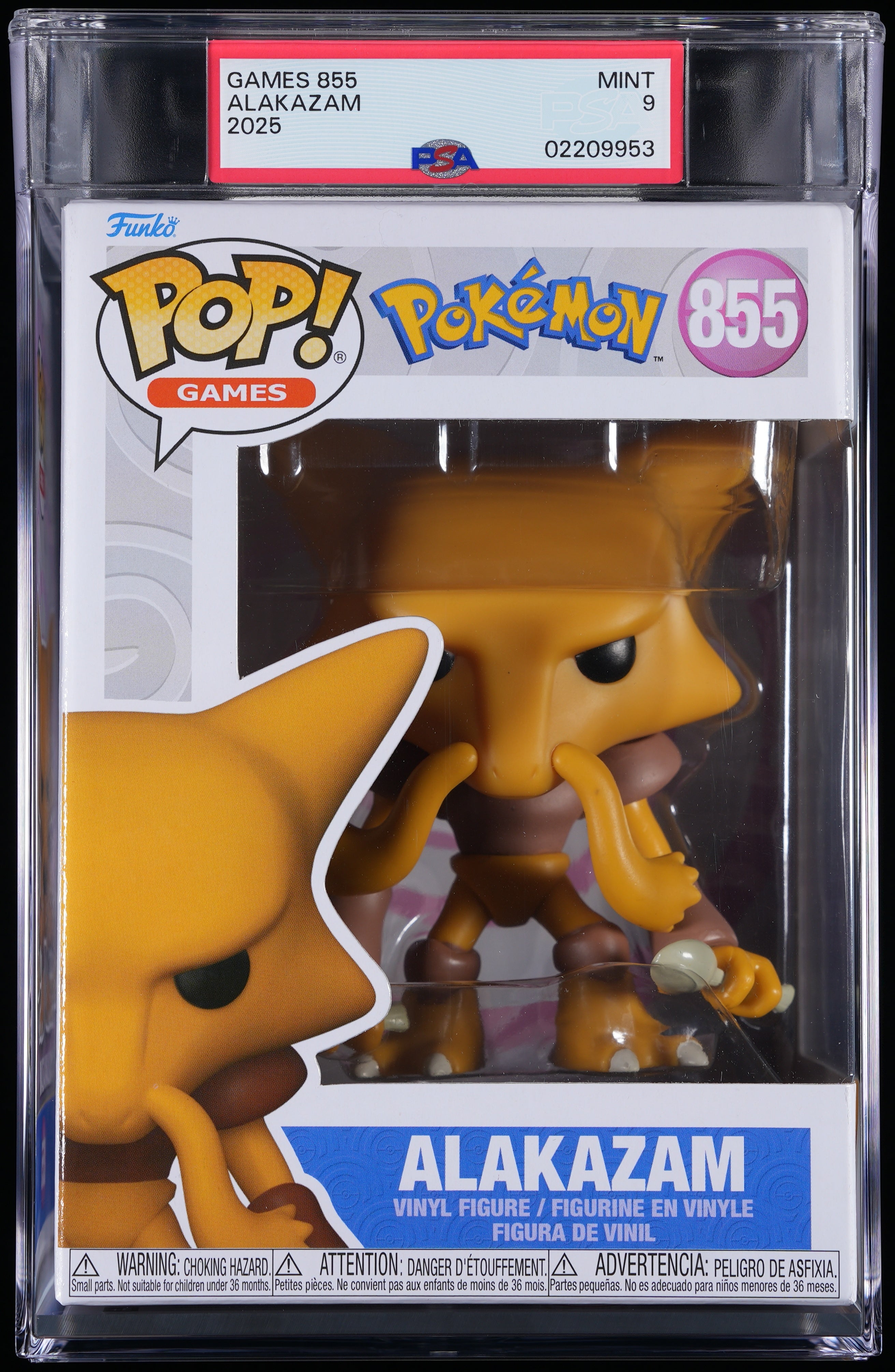 Funko Pop! PSA Graded Pokemon: Alakazam PSA Graded 9 MINT Vinyl Figure #855 Cert #02209953