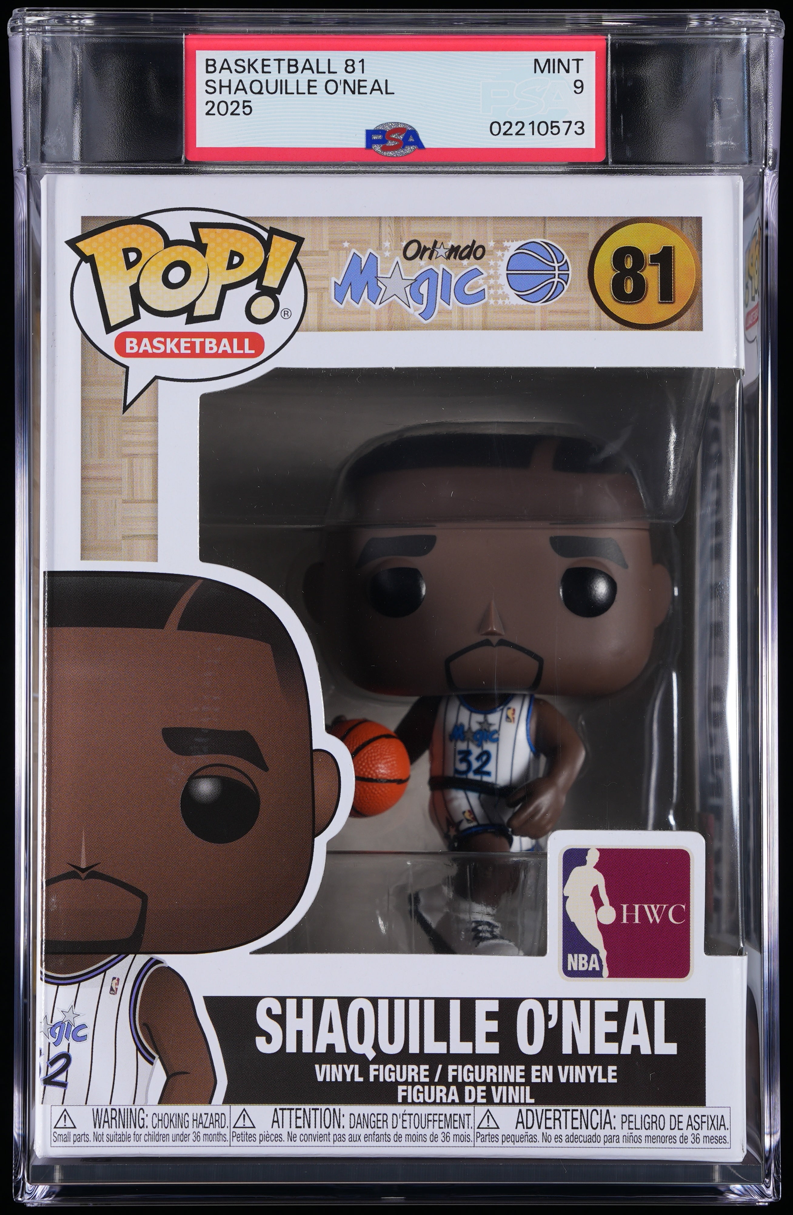 Funko Pop! PSA Graded NBA Orlando Magic: Shaquille O'Neal PSA Graded 9 MINT Vinyl Figure #81 Cert #02210573