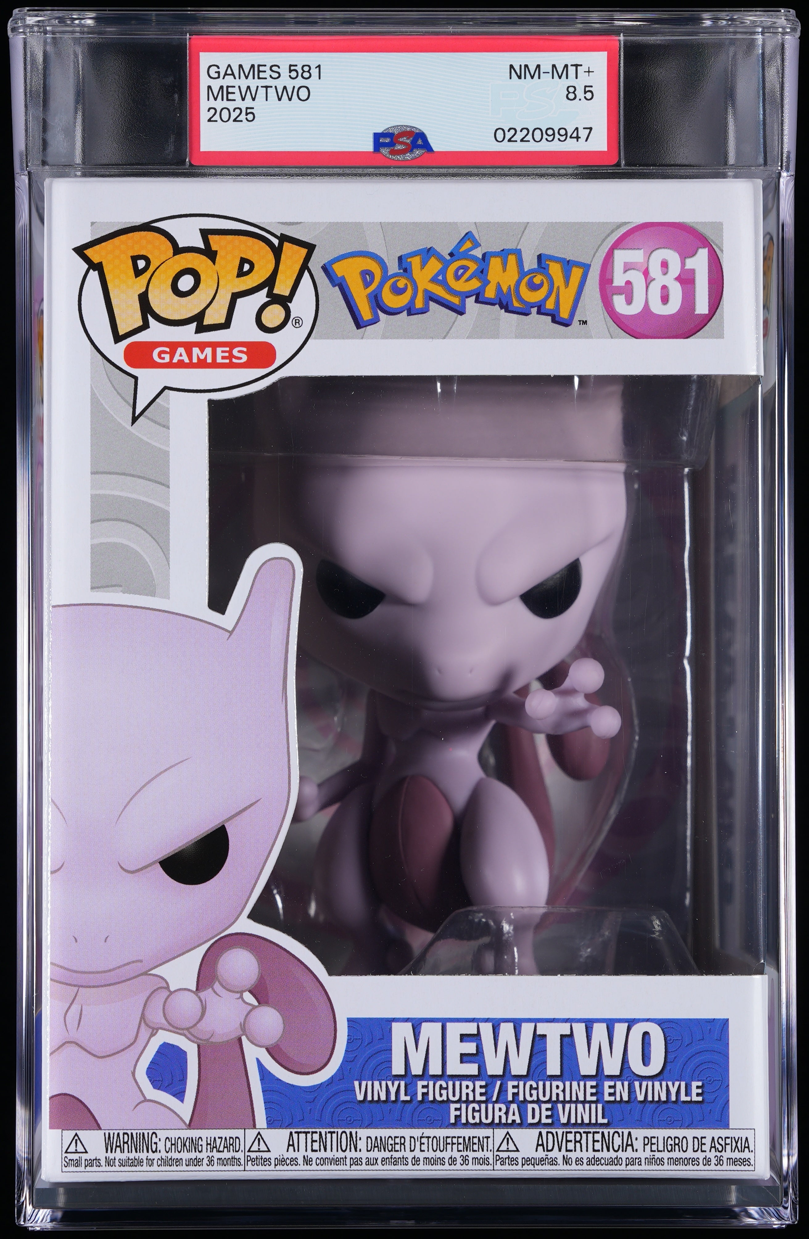 Funko Pop! PSA Graded Pokemon: Mewtwo PSA Graded 8.5 NM-MT+ Vinyl Figure #581 Cert #02209947