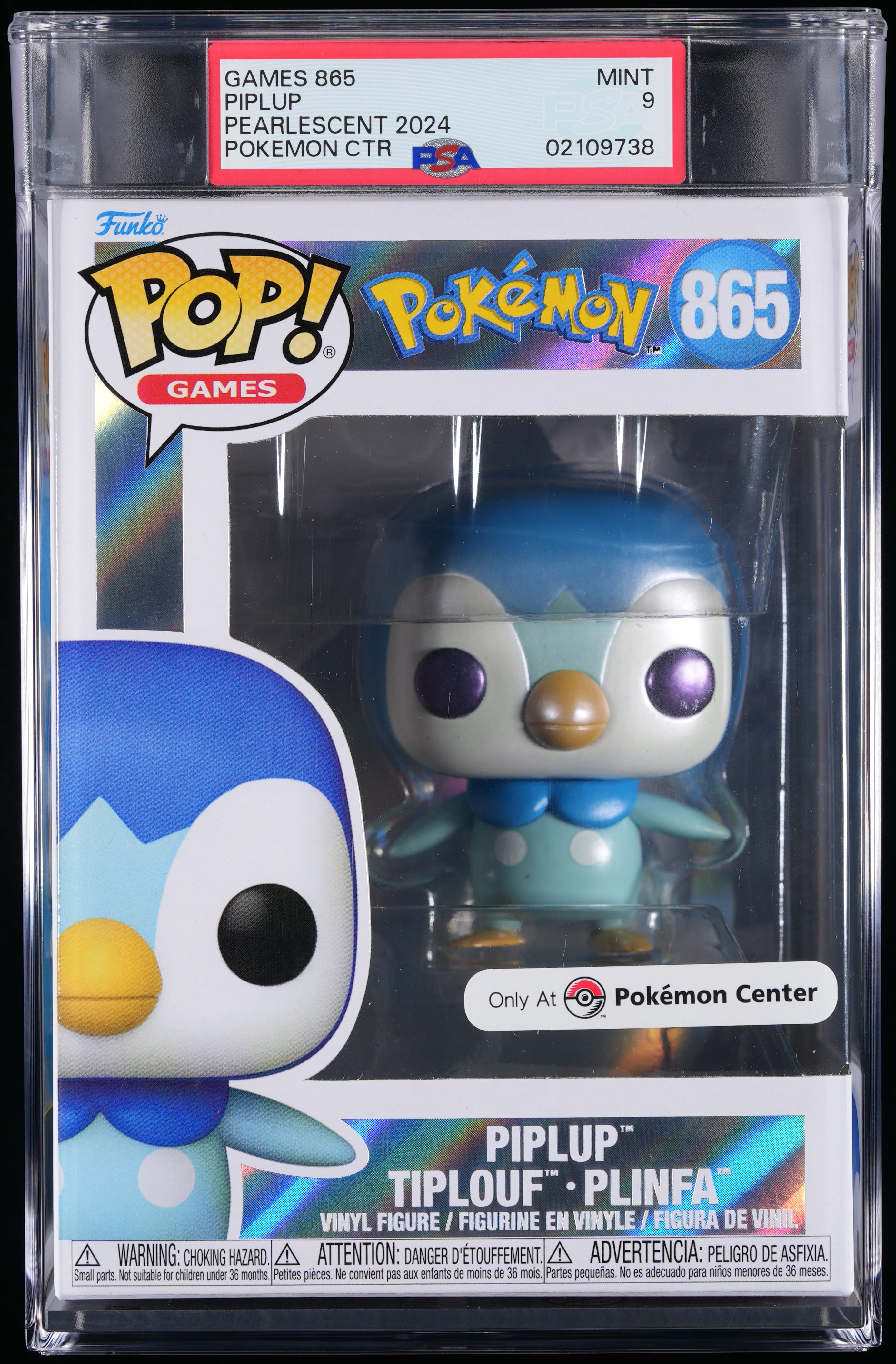 Funko Pop! PSA Graded Pokemon: Piplup PSA Graded 9 MINT Vinyl Figure #865 Cert #02109738