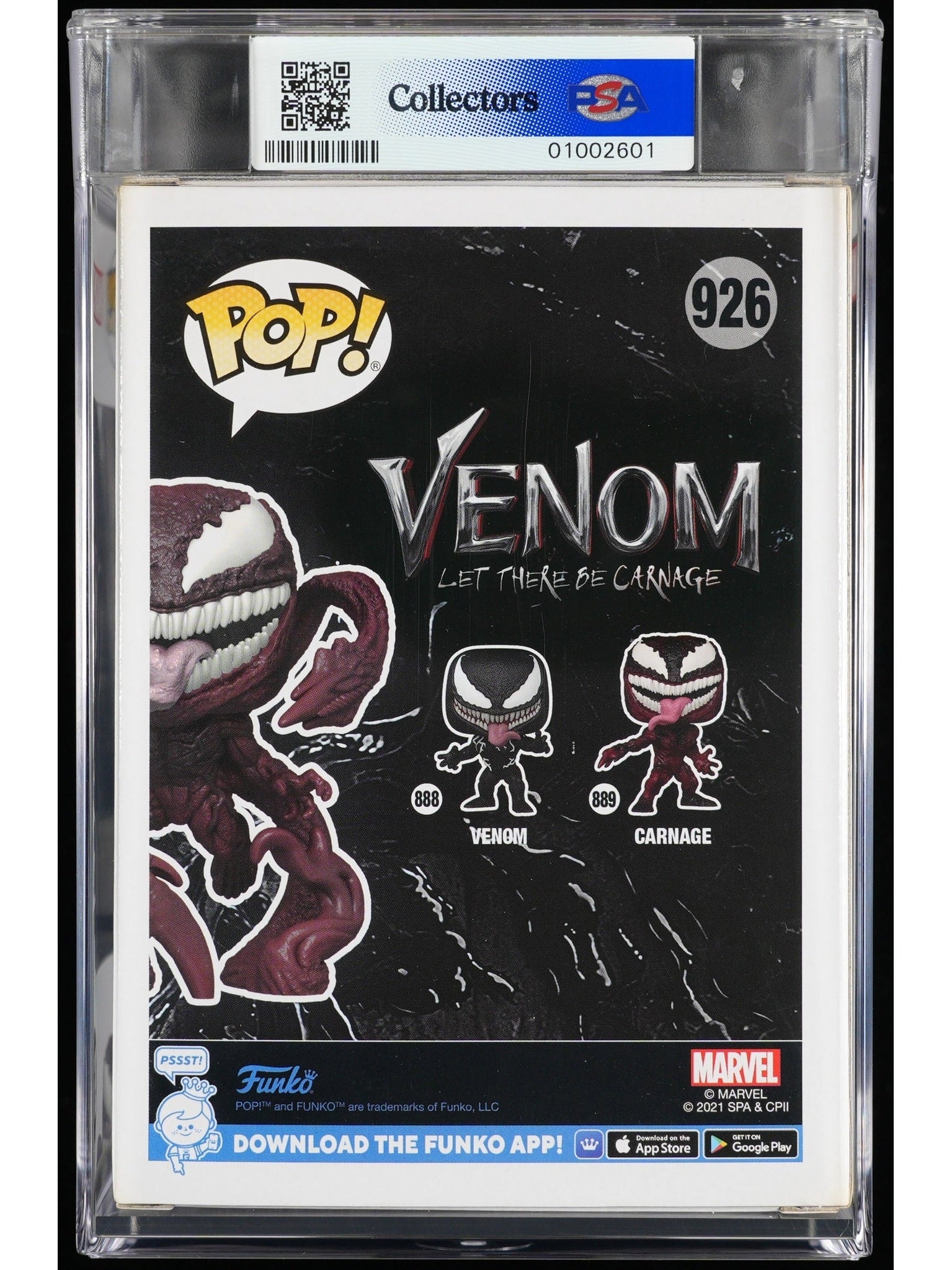 Funko Pop! Venom: Carnage PSA Graded Vinyl Figure #926