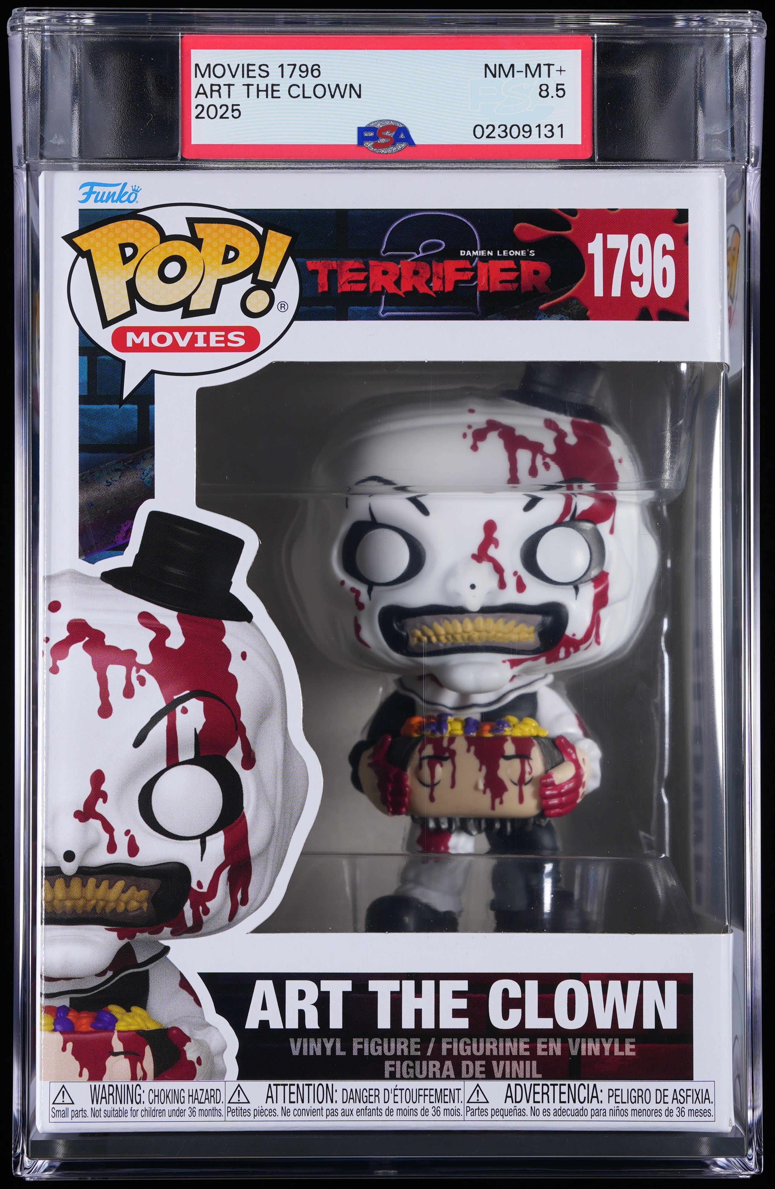 Funko Pop! PSA Graded Terrifier 2: Art the Clown with Head PSA Graded 8.5 NM-MT+ Vinyl Figure #1796 Cert #02309131