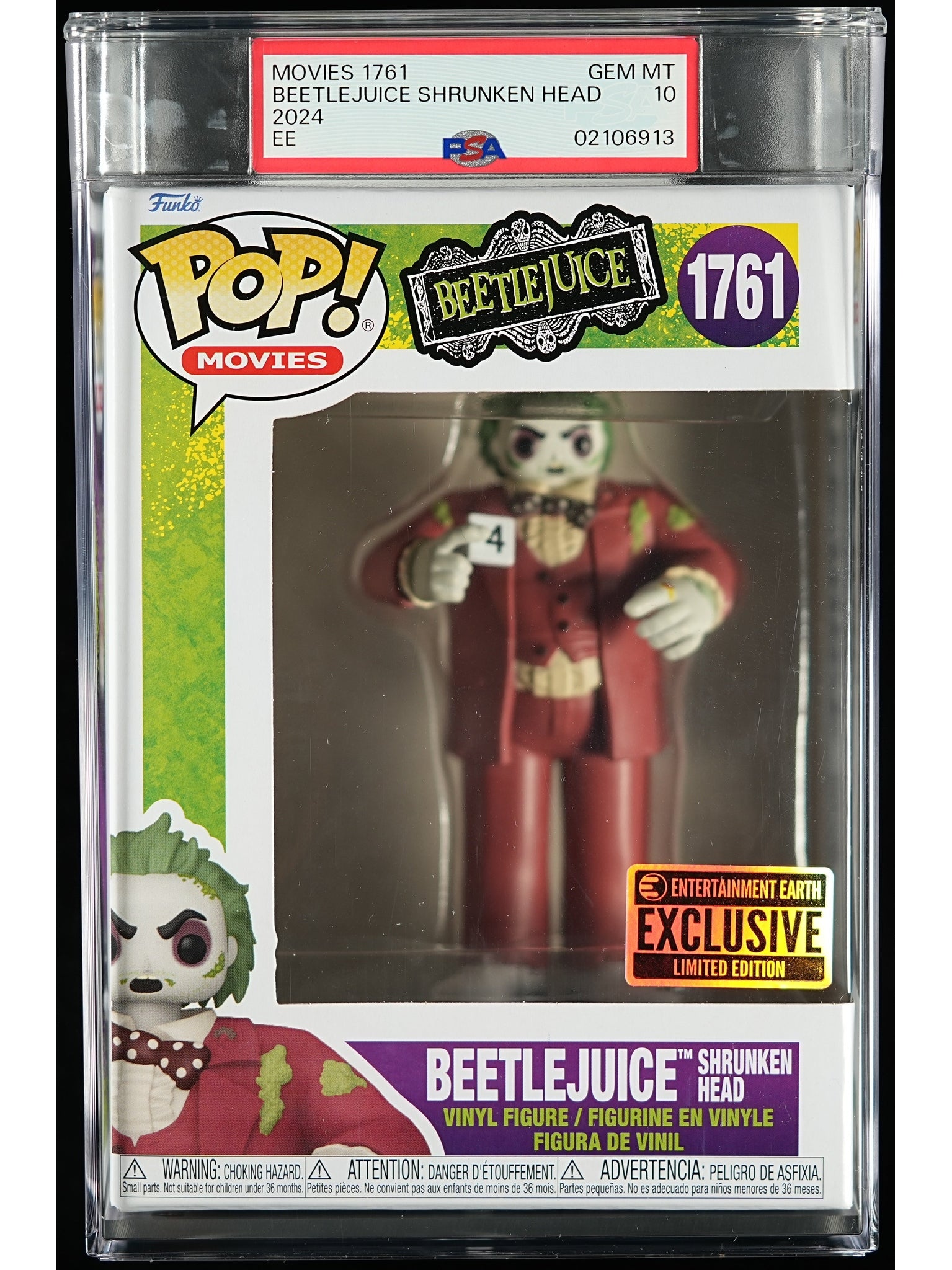 Funko Pop! Beetlejuice: Beetlejuice Shrunken Head PSA Graded Vinyl Figure #1761 Cert #02106913