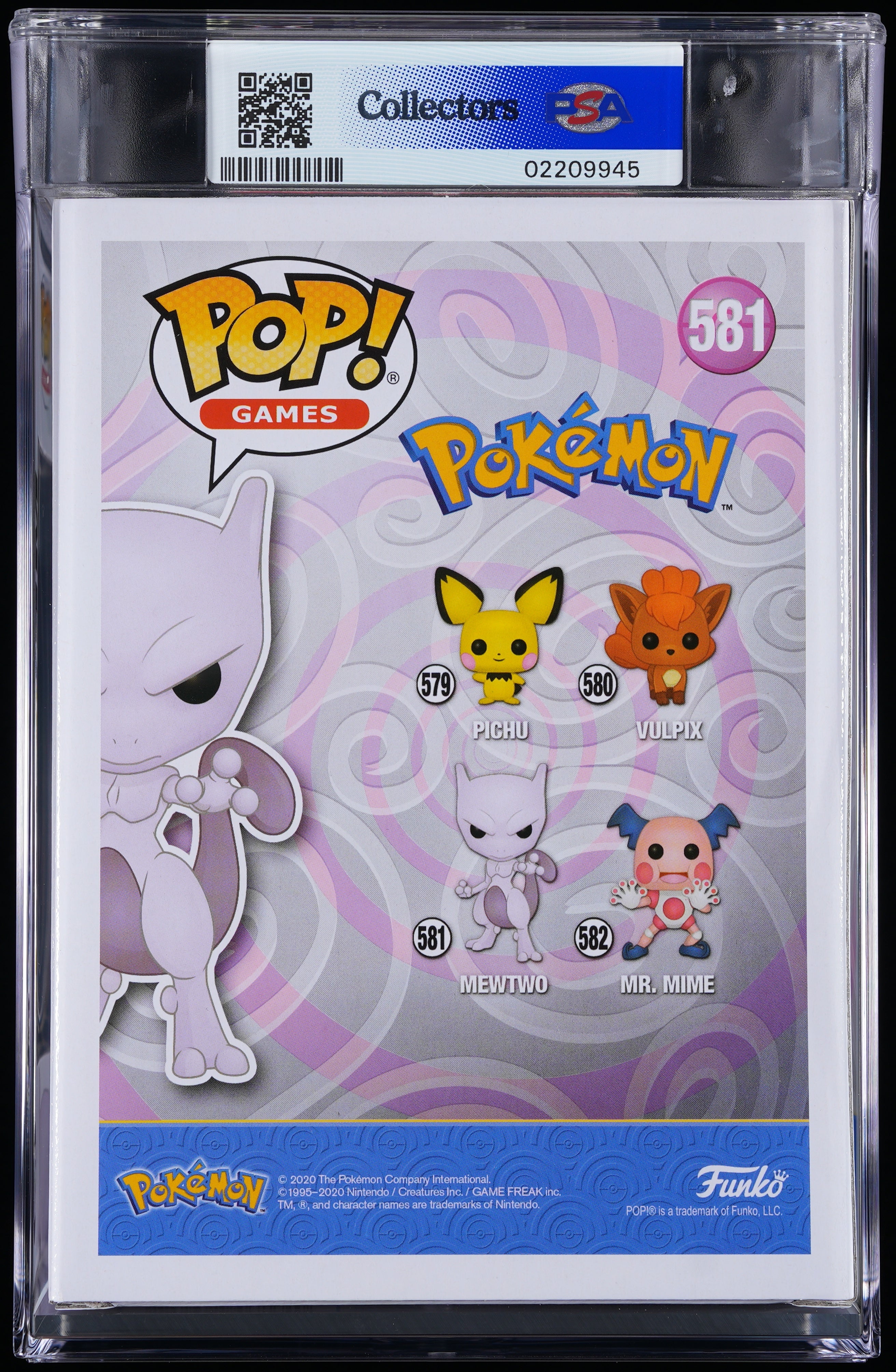 Funko Pop! PSA Graded Pokemon: Mewtwo PSA Graded 8.5 NM-MT+ Vinyl Figure #581 Cert #02209945