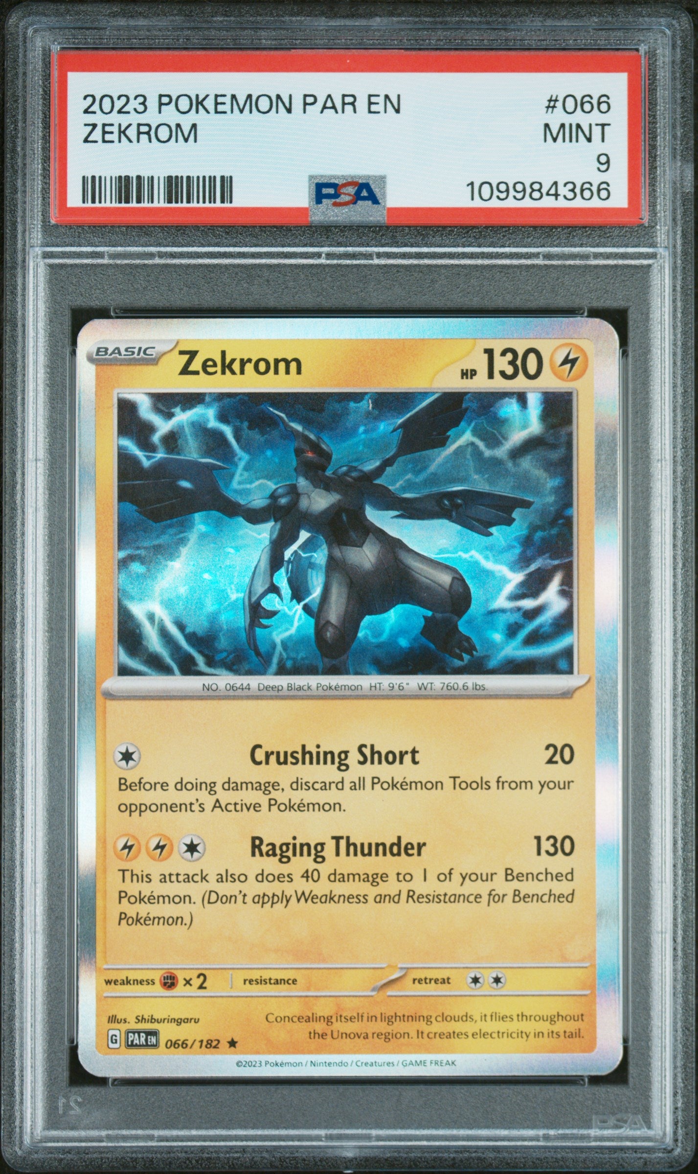 Pokemon Par En-Paradox Rift 066 Zekrom Card Psa 9 Mint Cert #109984366