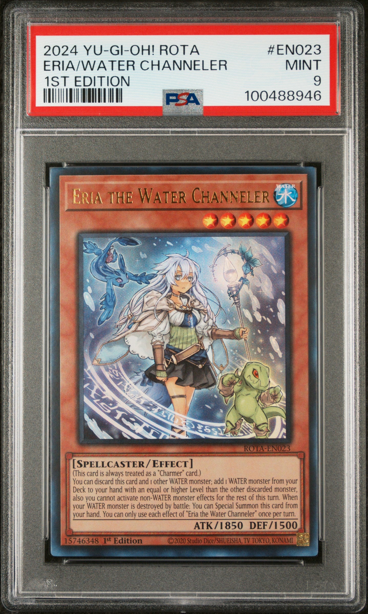 Yu Gi Oh! Rota Rage Of The Abyss En023 Eria The Water Channeler 1St Edition PSA 9 MINT Cert #100488946