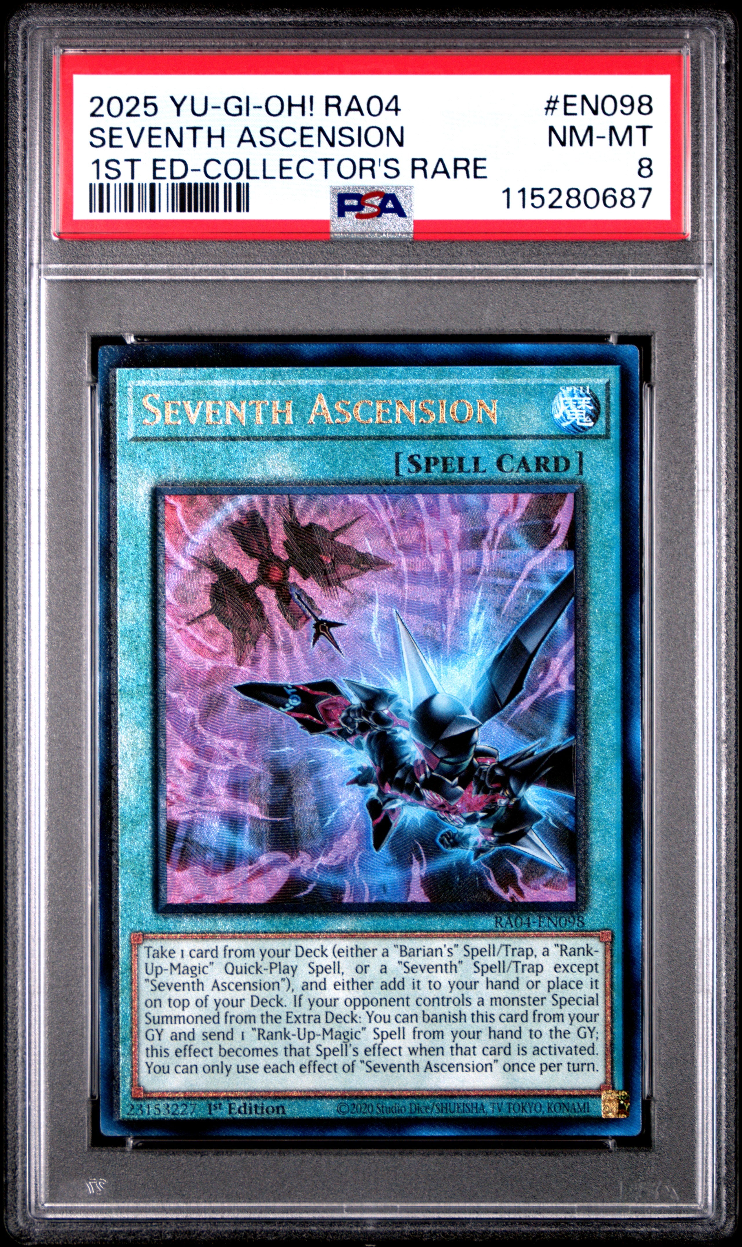 Yu Gi Oh! Ra04 Quarter Century Stampede En098 Seventh Ascension 1St Edition Collector's Rare PSA 8 NM-MT Cert #115280687