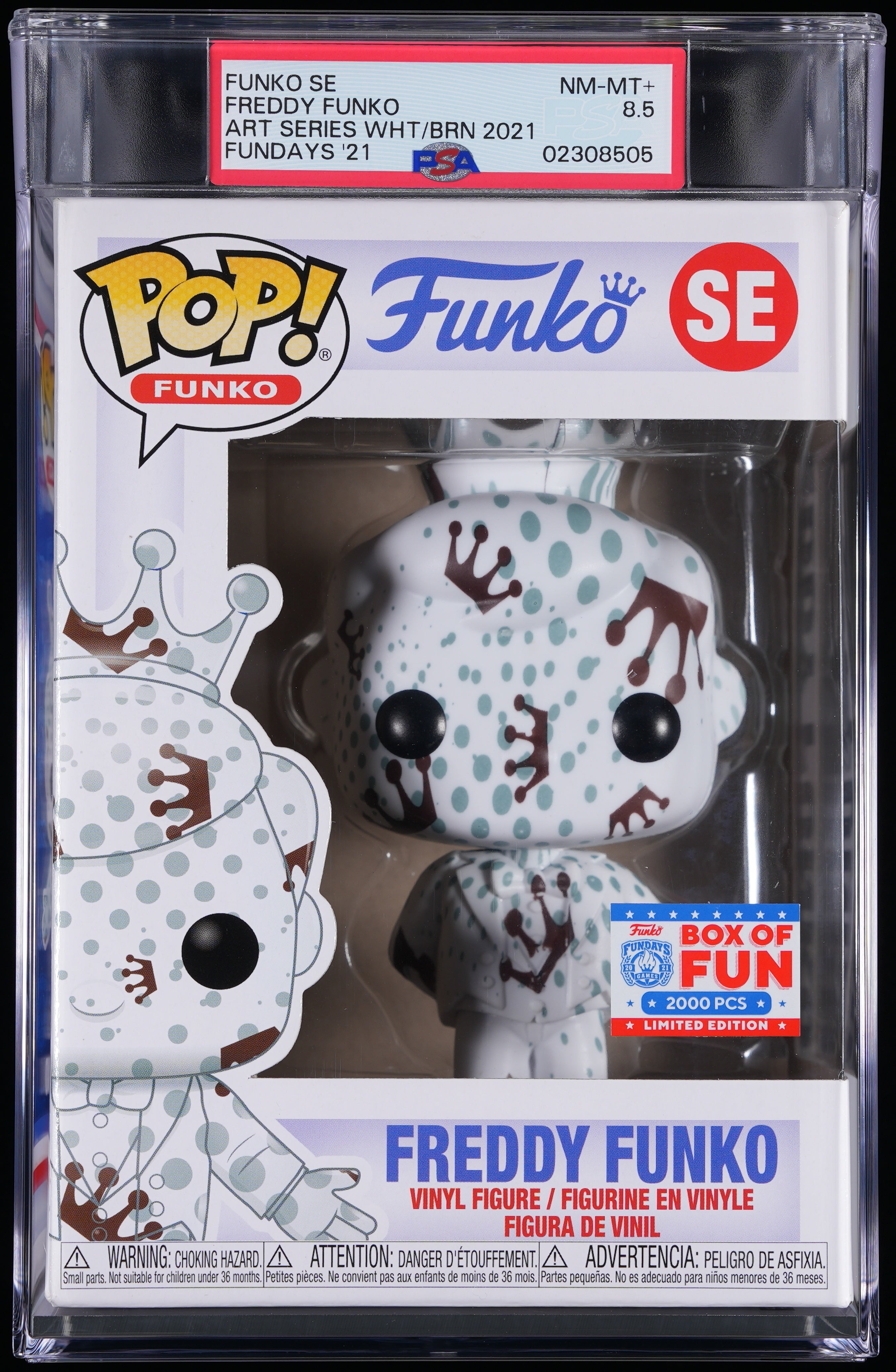 Funko Pop! PSA Graded Freddy Funko: Freddy Funko Art Series White/Brown (2021 Fundays) PSA Graded 8.5 NM-MT+ Vinyl Figure #SE Cert #02308505