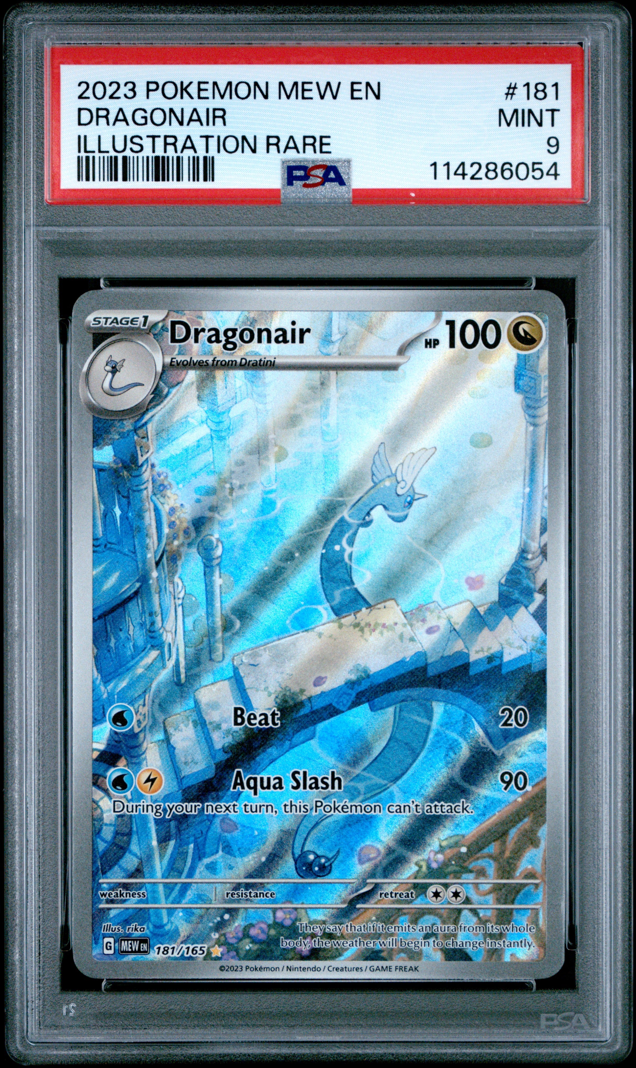 Pokemon Mew En 151 181 Dragonair Illustration Rare PSA 9 MINT Cert #114286054