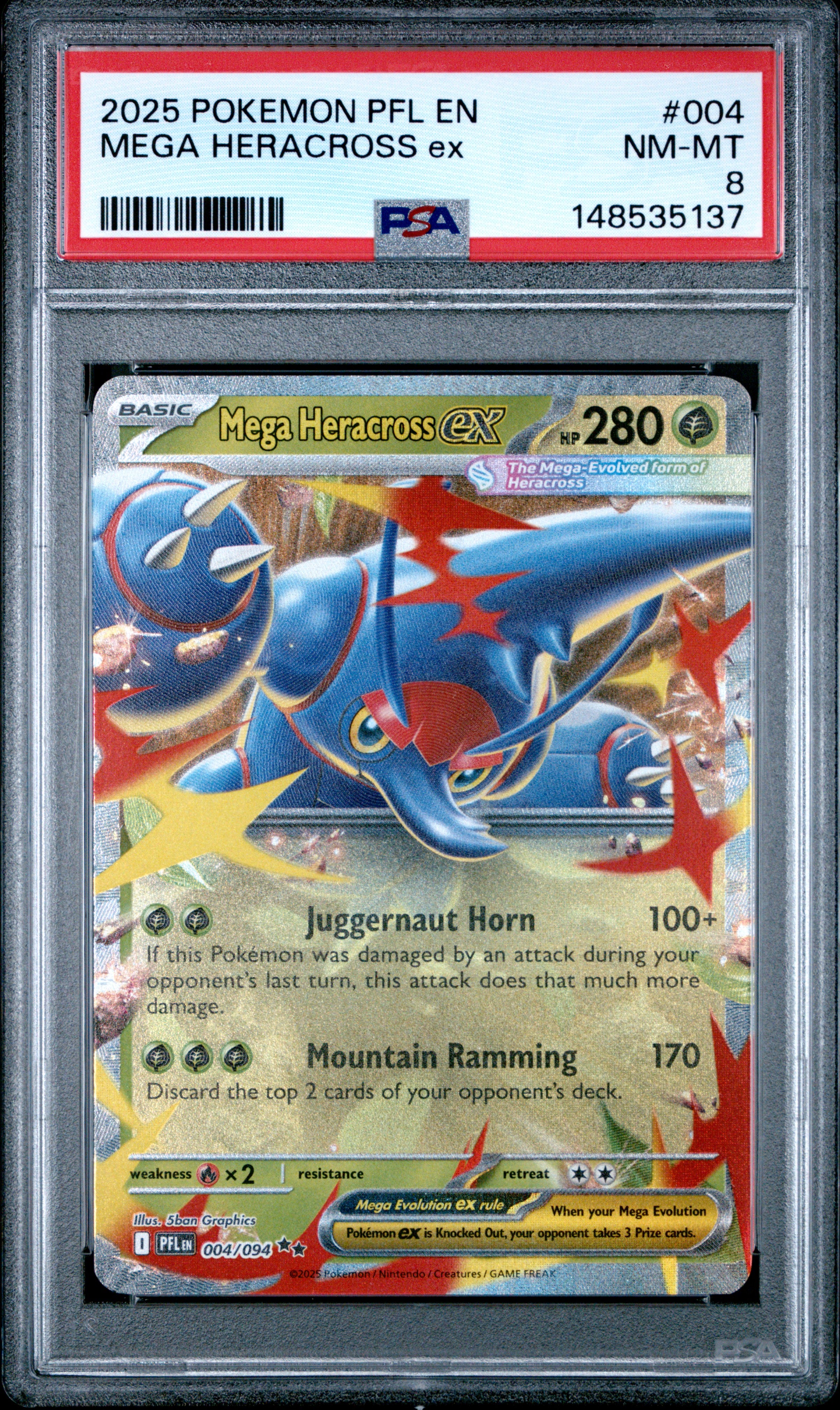 Pokemon Pfl En Phantasmal Flames 004 Mega Heracross Ex PSA 8 NM-MT Cert #148535137