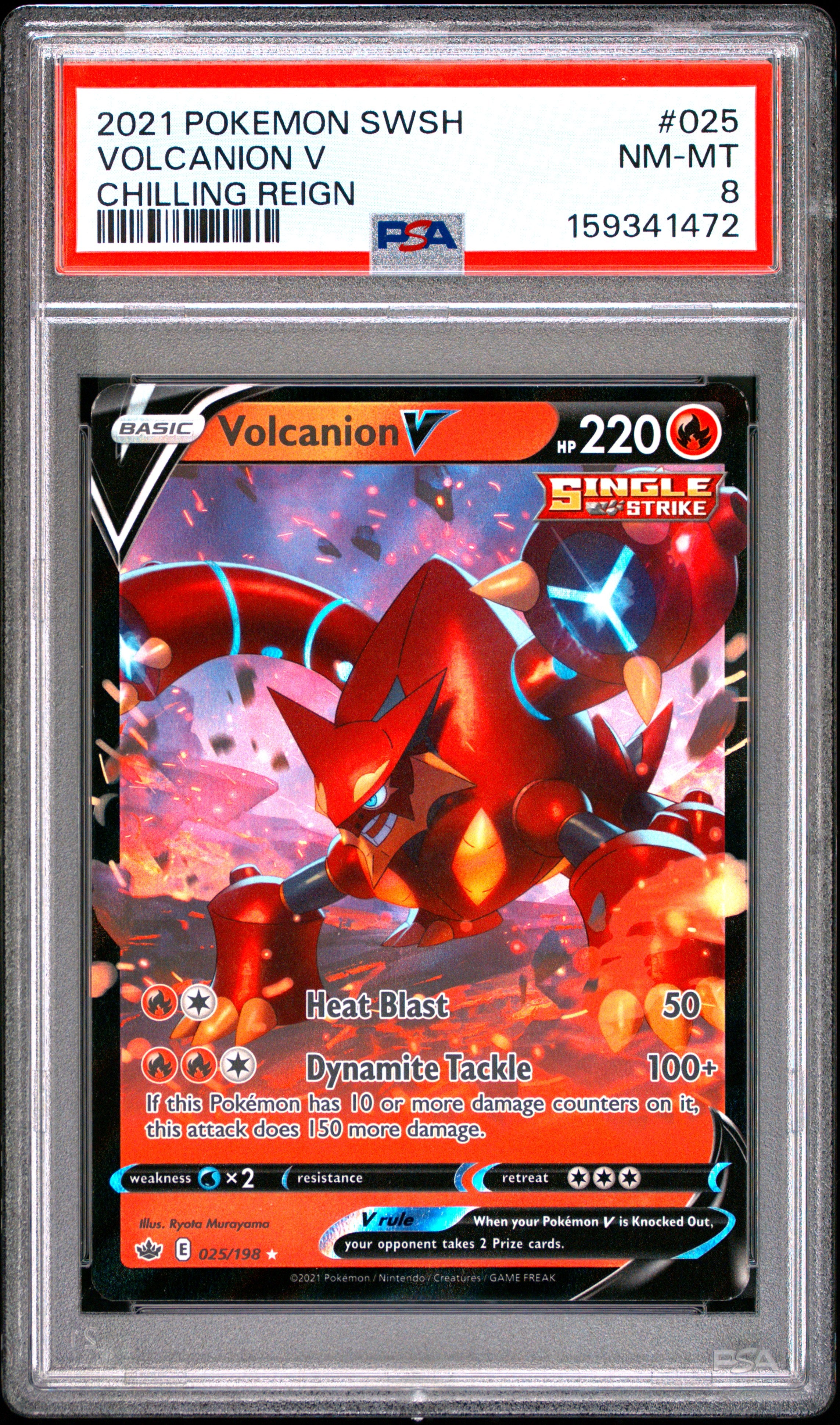 Pokemon Sword & Shield Chilling Reign 025 Volcanion V PSA 8 NM-MT Cert #159341472