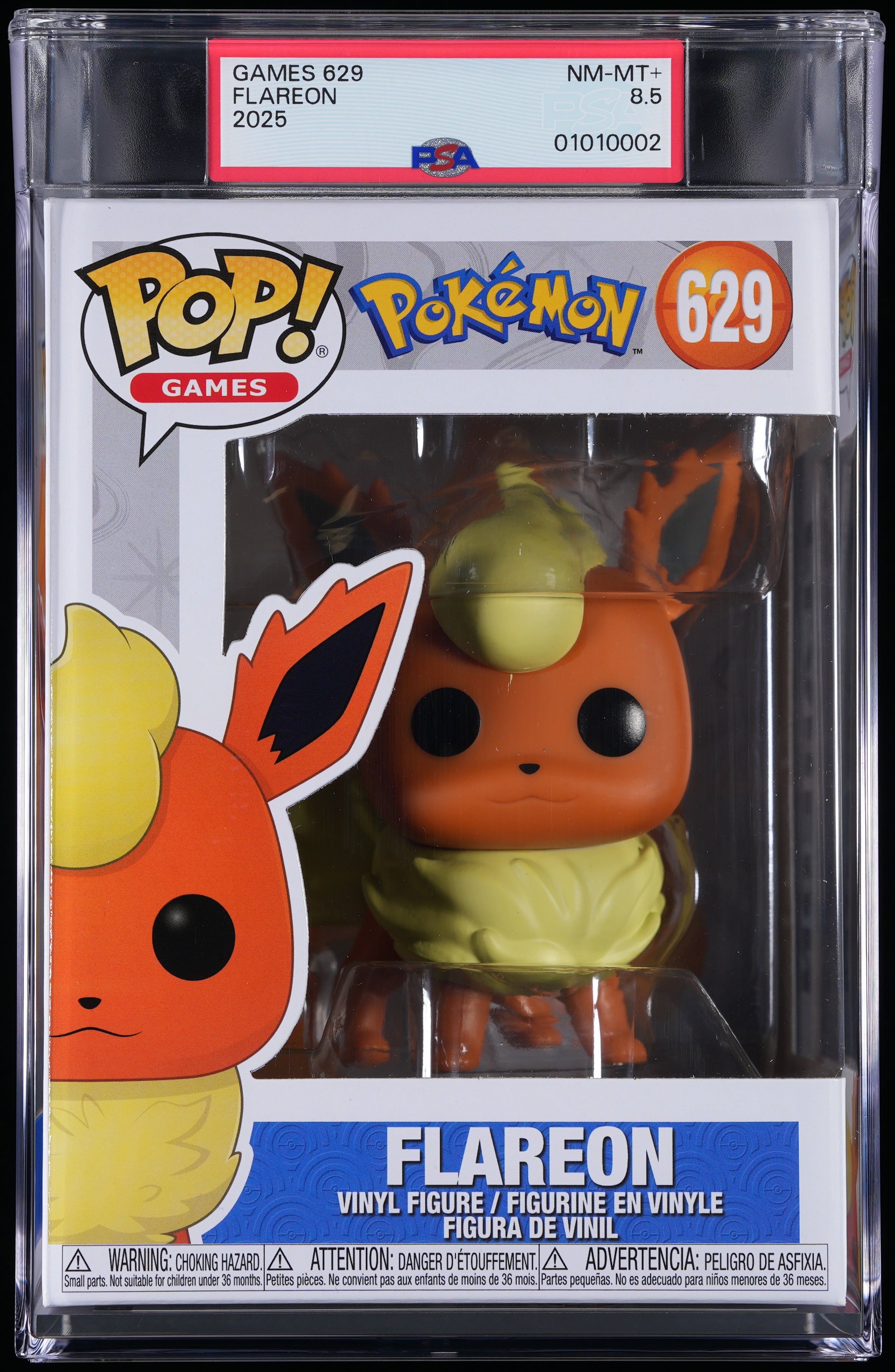 Funko Pop! PSA Graded Pokemon: Flareon PSA Graded 8.5 NM-MT+ Vinyl Figure #629 Cert #01010002