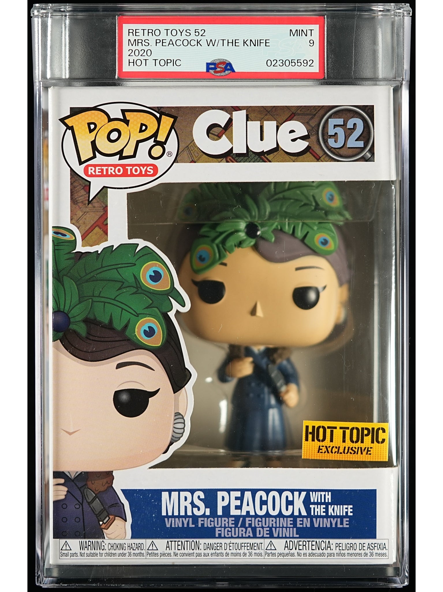 Funko Pop! Clue: Mrs. Peacock w/the Knife PSA Graded Vinyl Figure #52 Cert #02305592