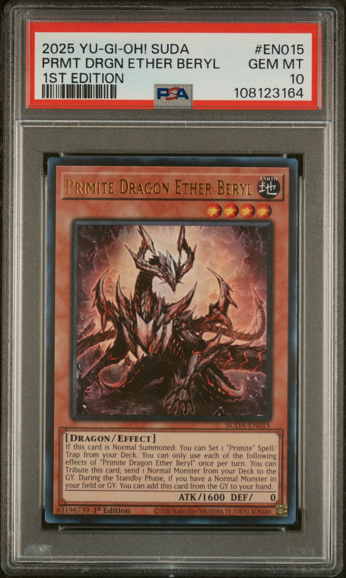Yu-Gi-Oh! Suda-Supreme Darkness En015 Primite Dragon Ether Beryl 1St Edition Card Psa 10 Gem Mint Cert #108123164