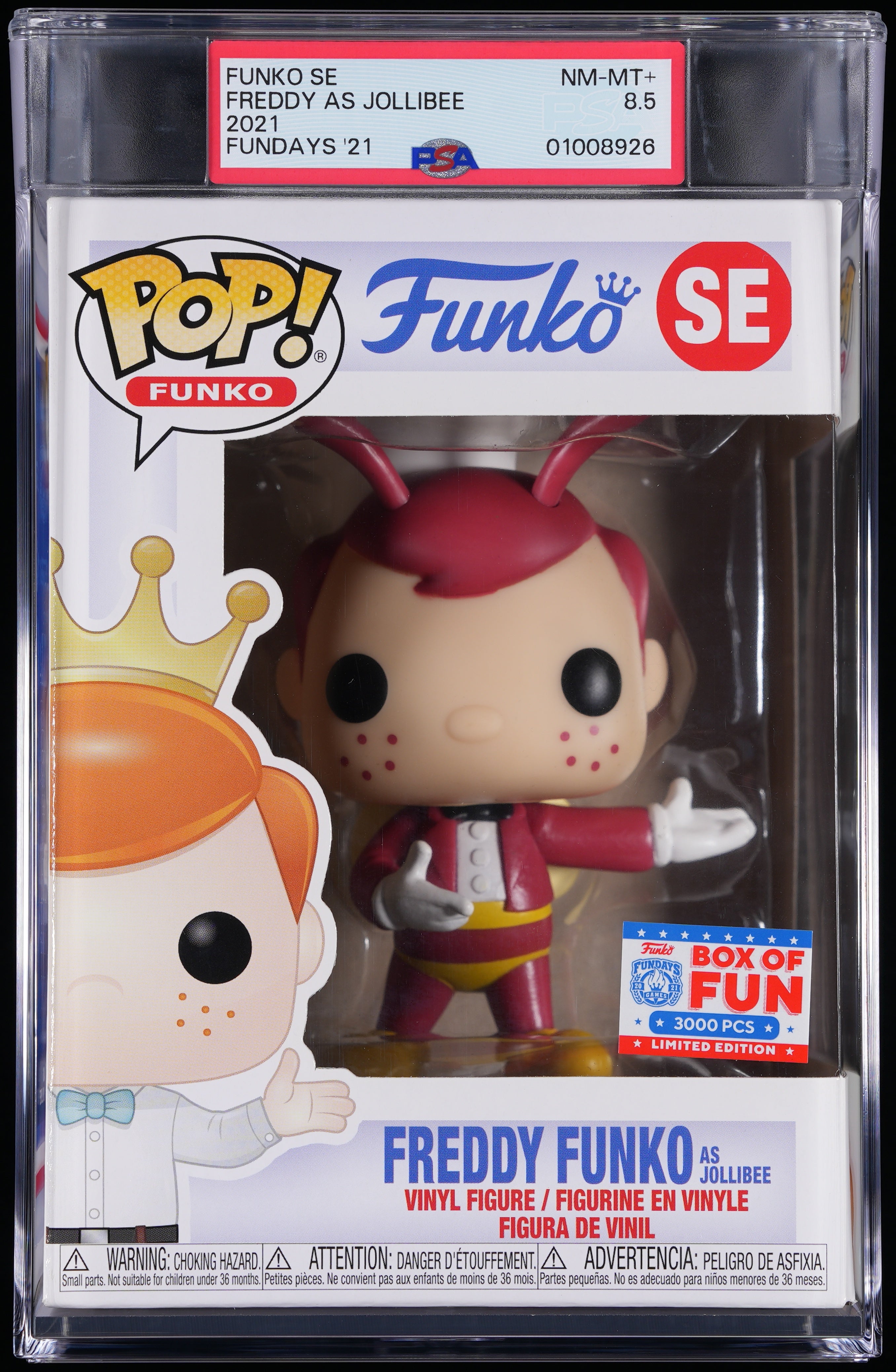 Funko Pop! PSA Graded Freddy Funko: Freddy as Jollibee (2021 Funko Fundays) PSA Graded 8.5 NM-MT+ Vinyl Figure #SE Cert #01008926