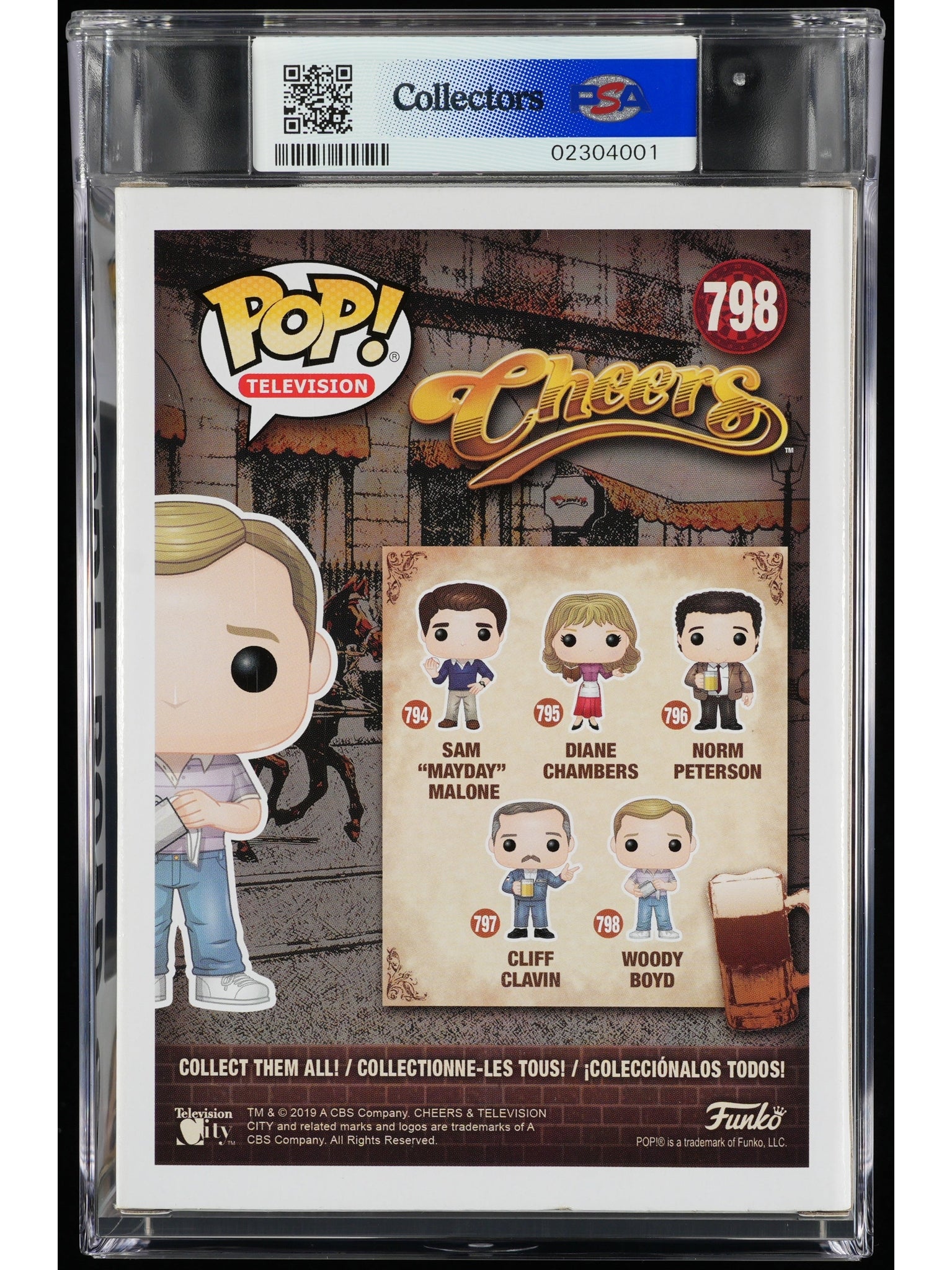 Funko Pop! Cheers: Woody Boyd PSA Graded Vinyl Figure #798 Cert #02304001