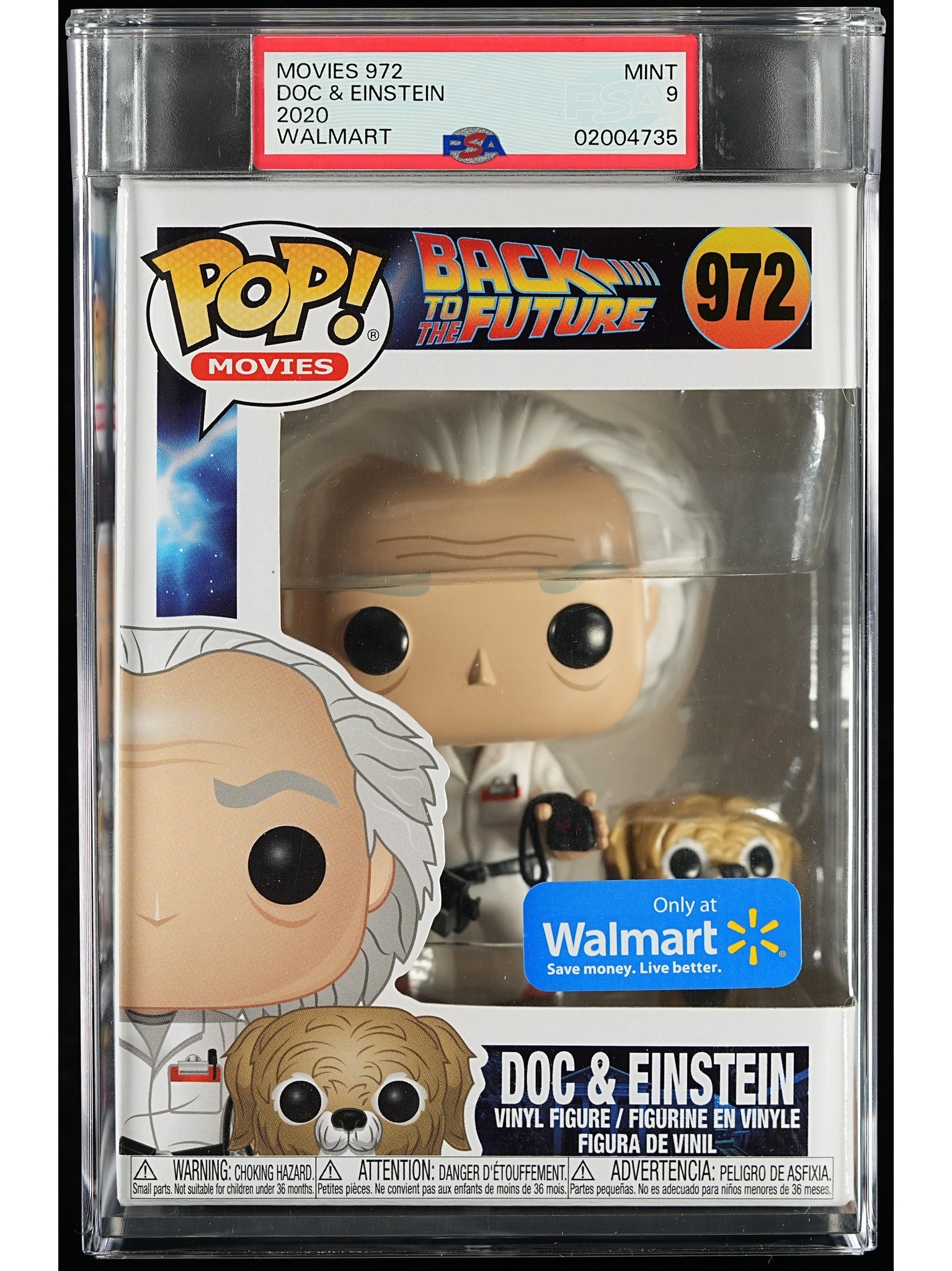 Funko Pop! Back to the Future: Doc & Einstein PSA Graded Vinyl Figure #972 Cert #02004735