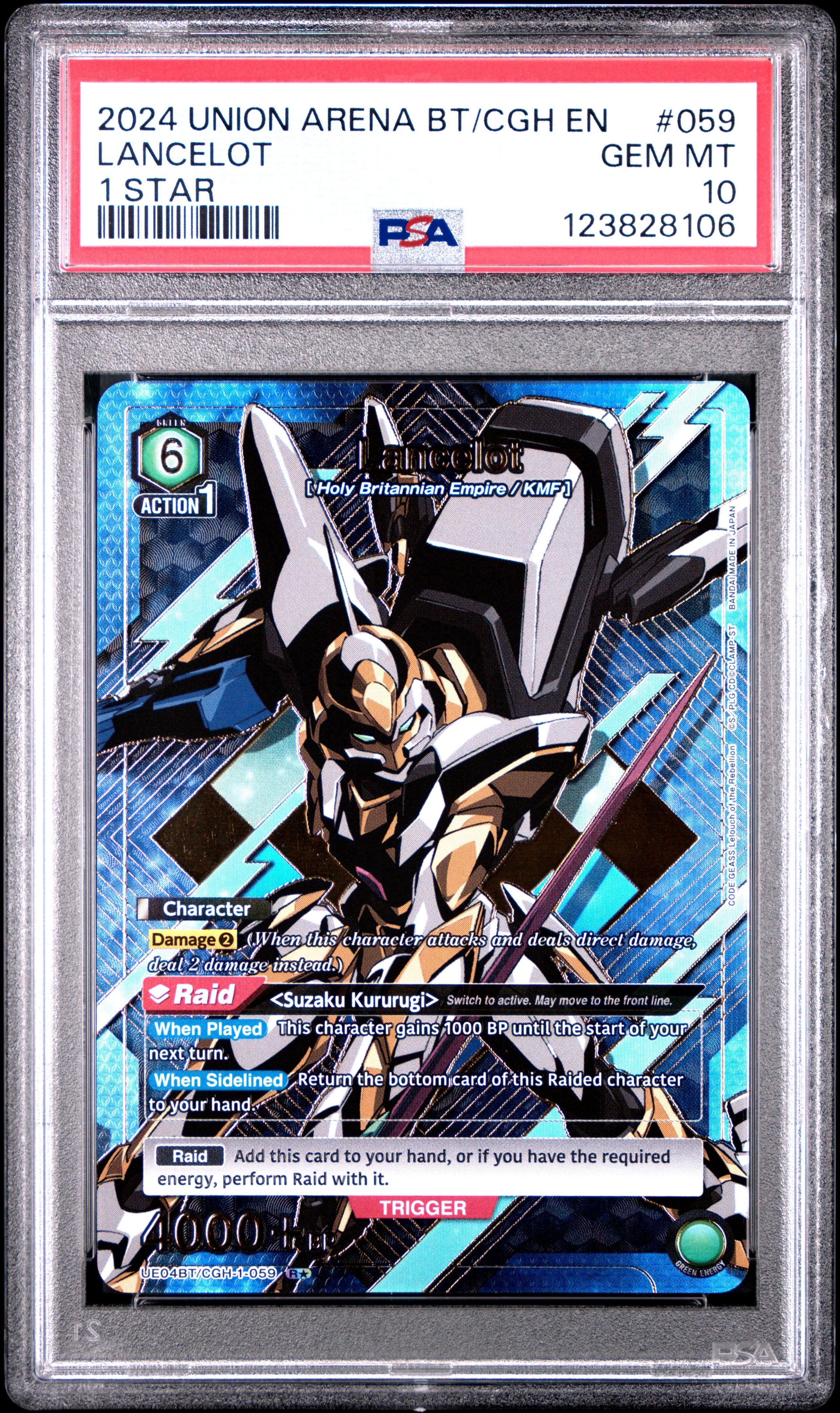 Union Arena Ue04Bt/Cgh Code Geass 059 Lancelot 1 Star PSA 10 GEM MINT Cert #123828106